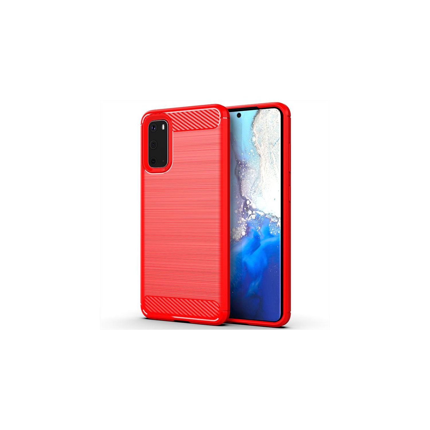 PANDACO Red Brushed Metal Case for Samsung Galaxy S20
