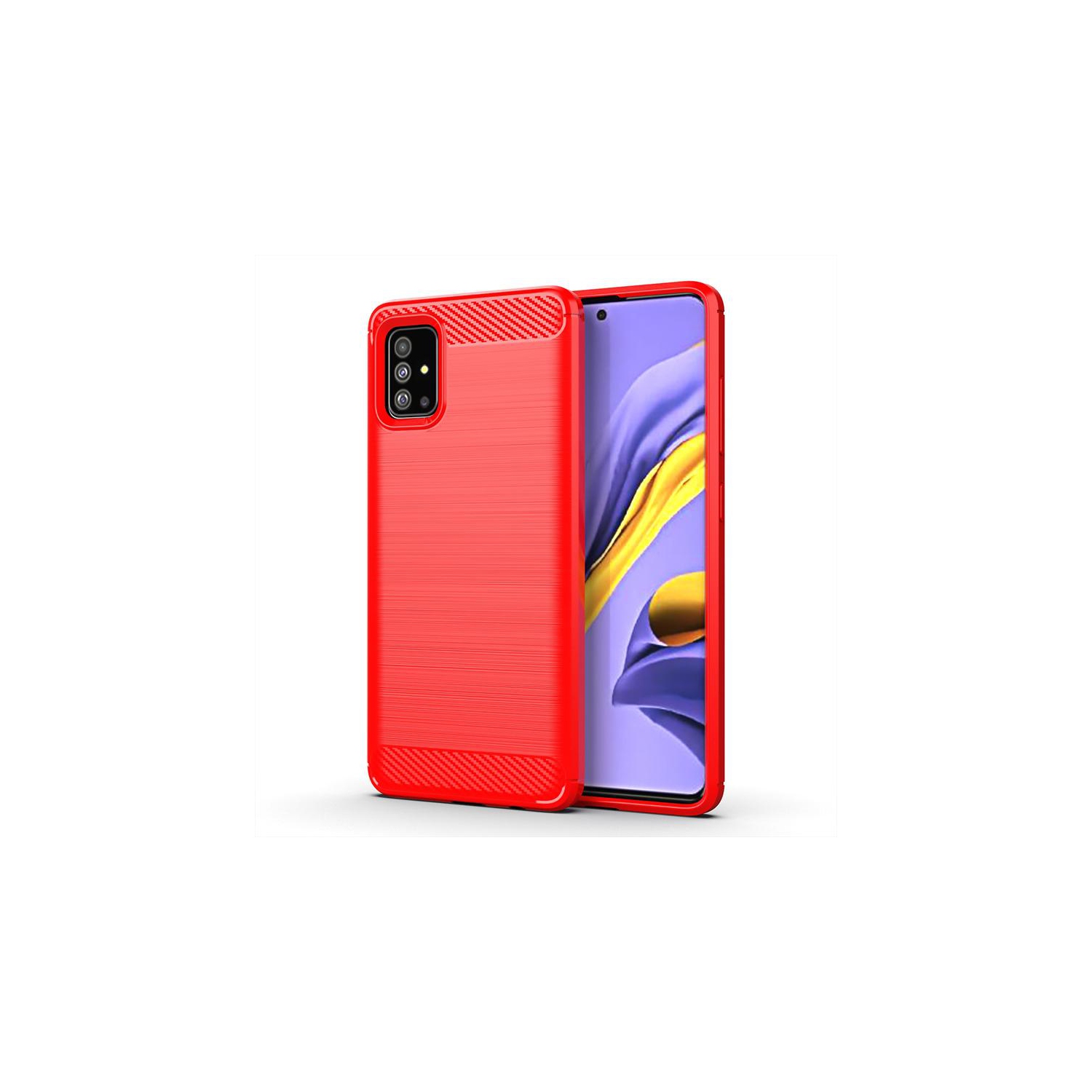 PANDACO Red Brushed Metal Case for Samsung Galaxy A51 4G