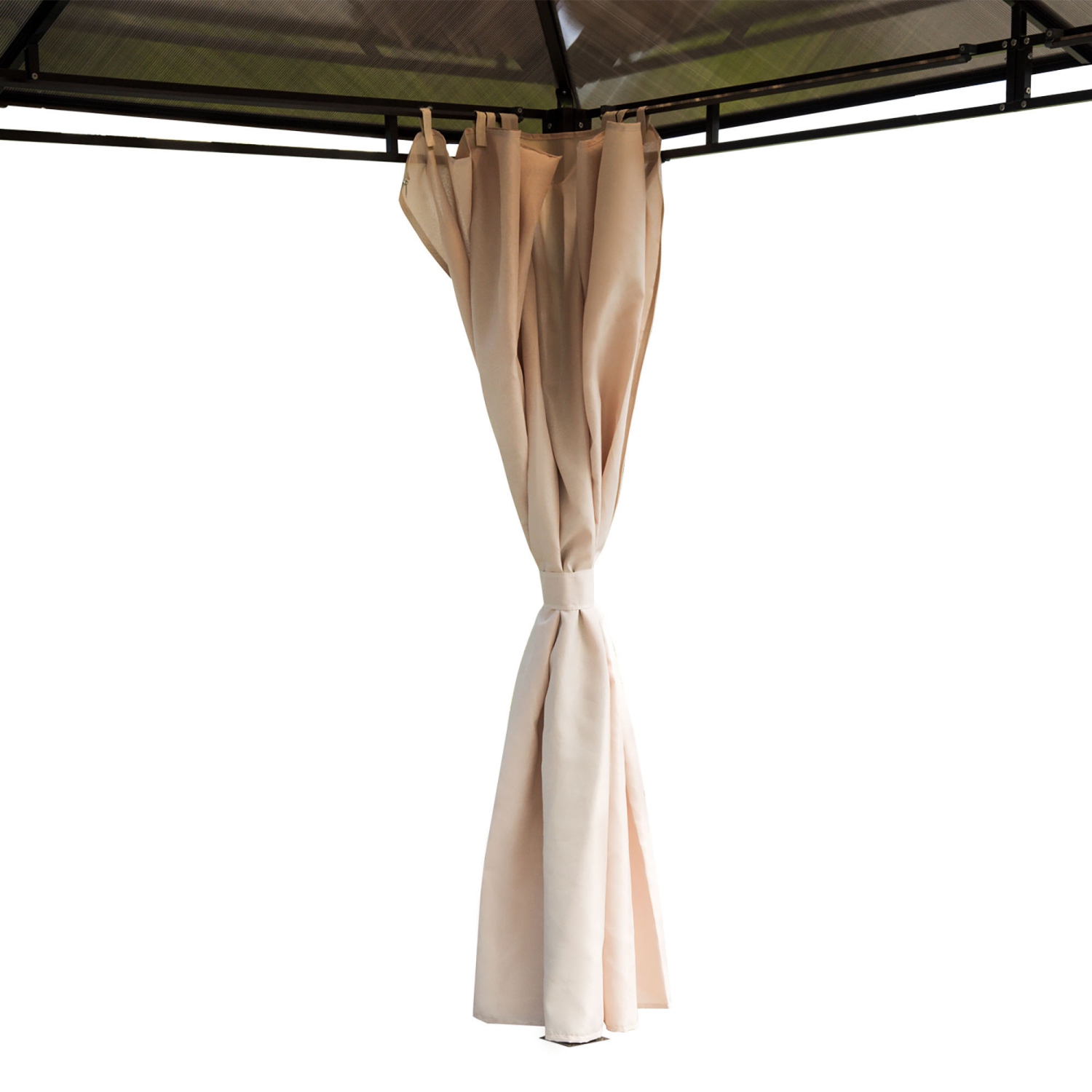 Abri de jardin extérieur rigide de 10 x 12 pi avec toit en polycarbonate, abri pare-soleil de jardin de luxe pavillon avec rideaux amovibles