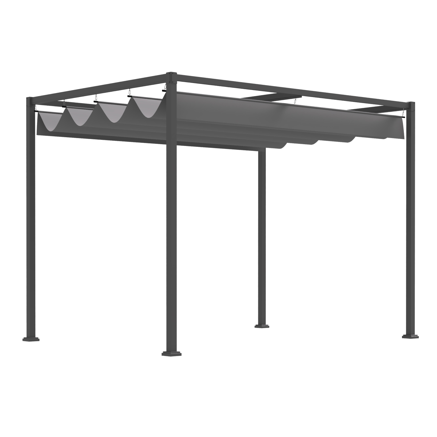 Outsunny 10' x 7' Patio Pergola with Retractable Canopy, Outdoor Sun Shelter, Yard Shade, Grey