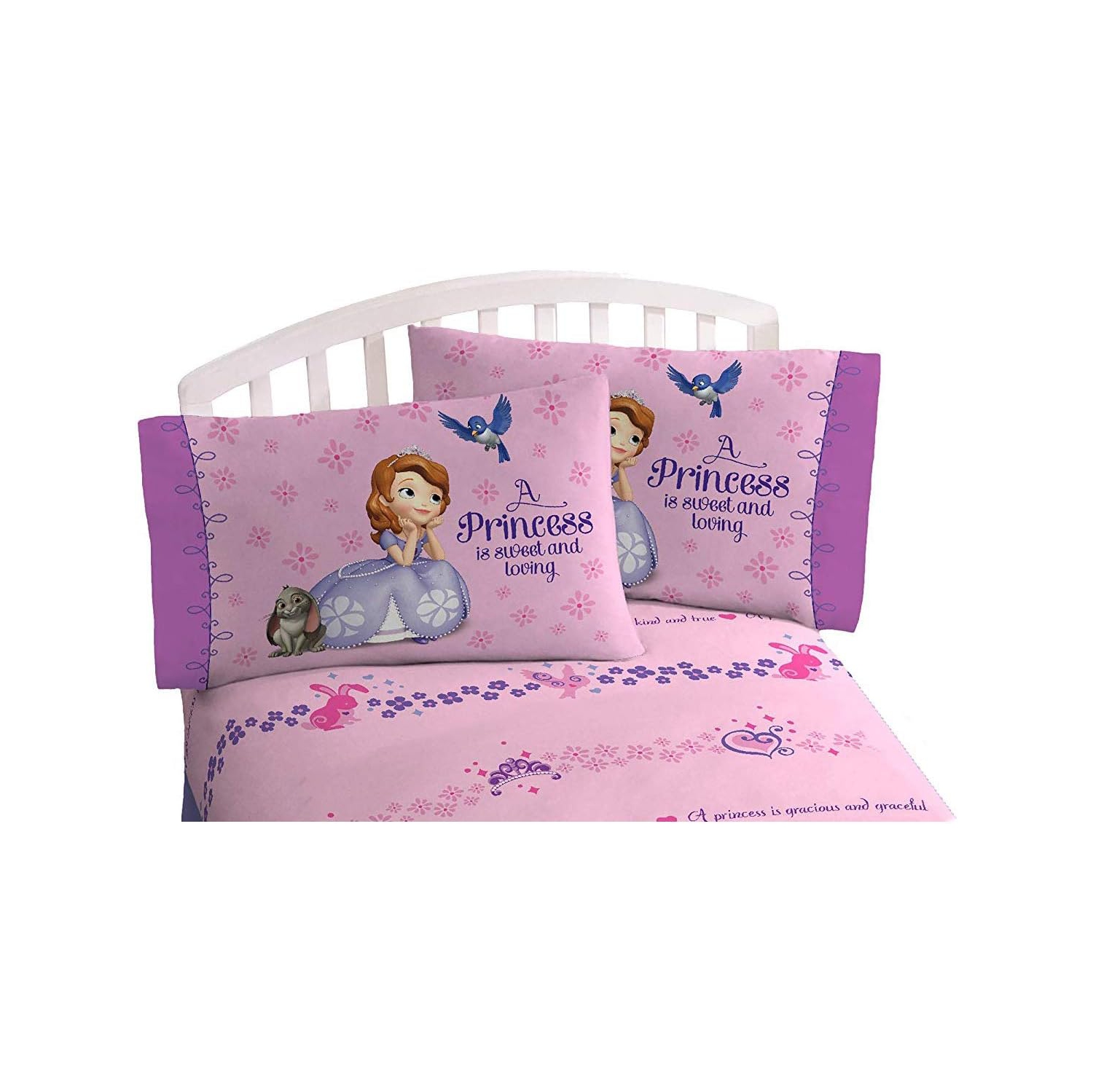 Ensemble de draps de 4 pièces pour enfants Princess Sofia - lit double - [rose]