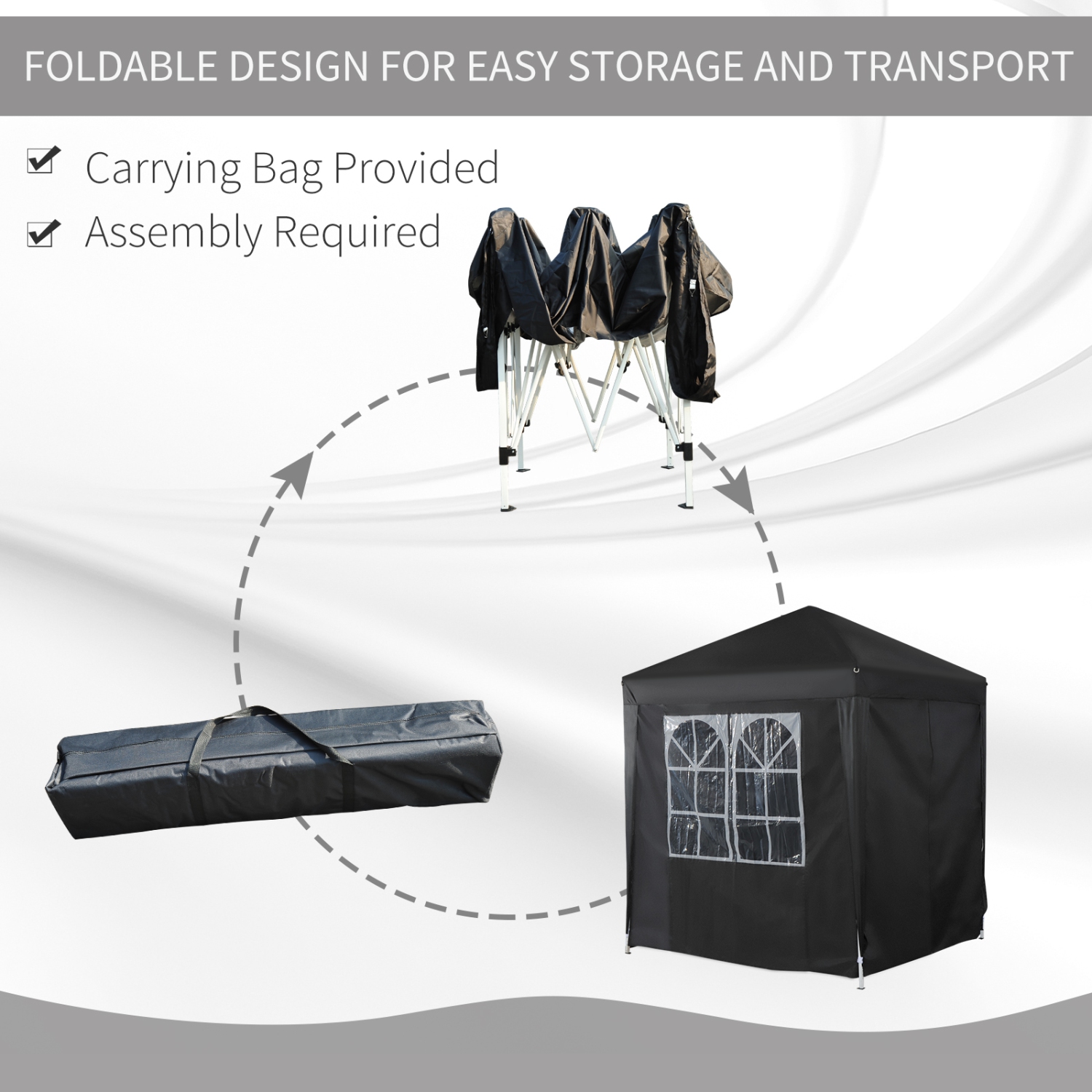Outsunny 6.6x6.6ft Tente de fête en plein air pliante Gazebo Canopée avec murs latéraux noir