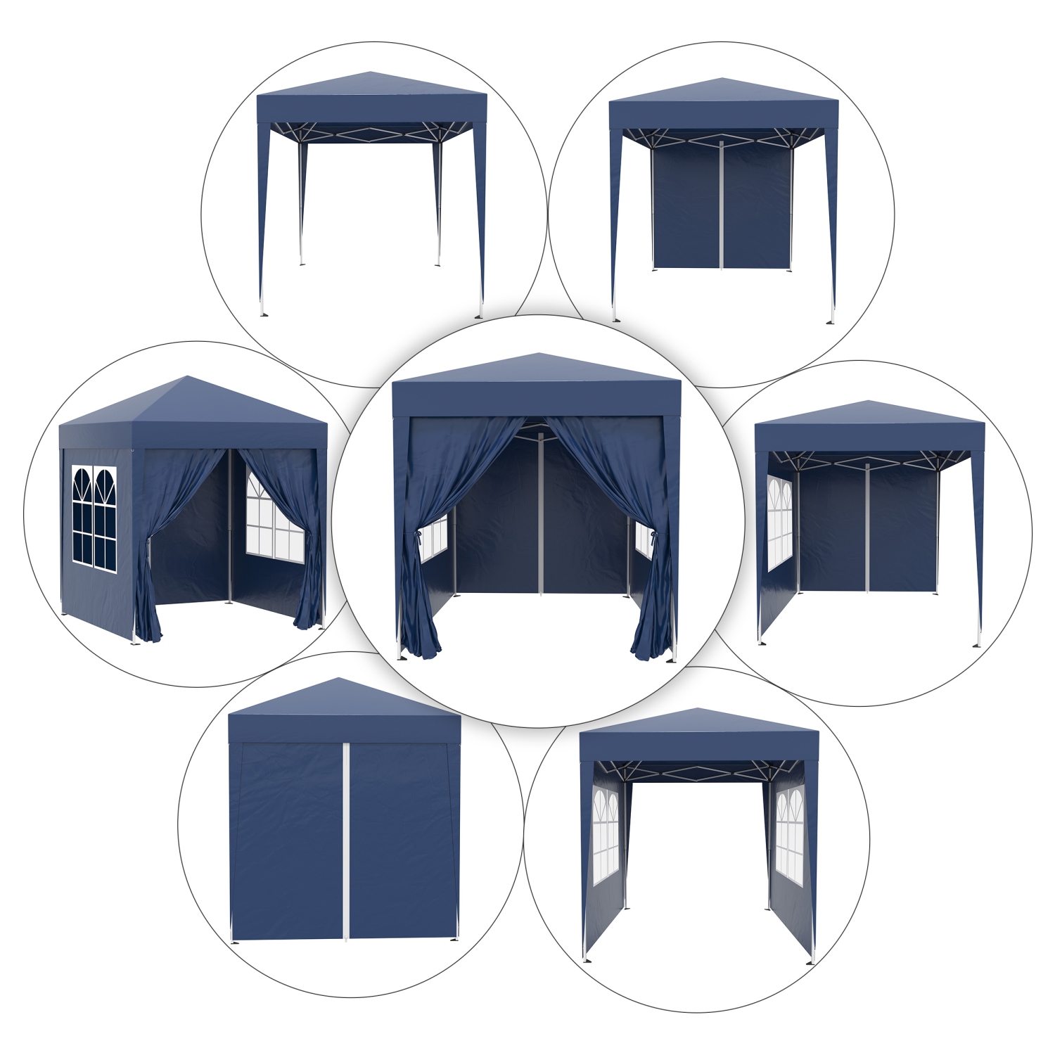 Outsunny 6.6'x6.6' Pop Up Gazebo Canopy Tent with Sidewalls, Instant Sun Shelter, with Carry Bag, for Outdoor, Garden, Patio, Blue