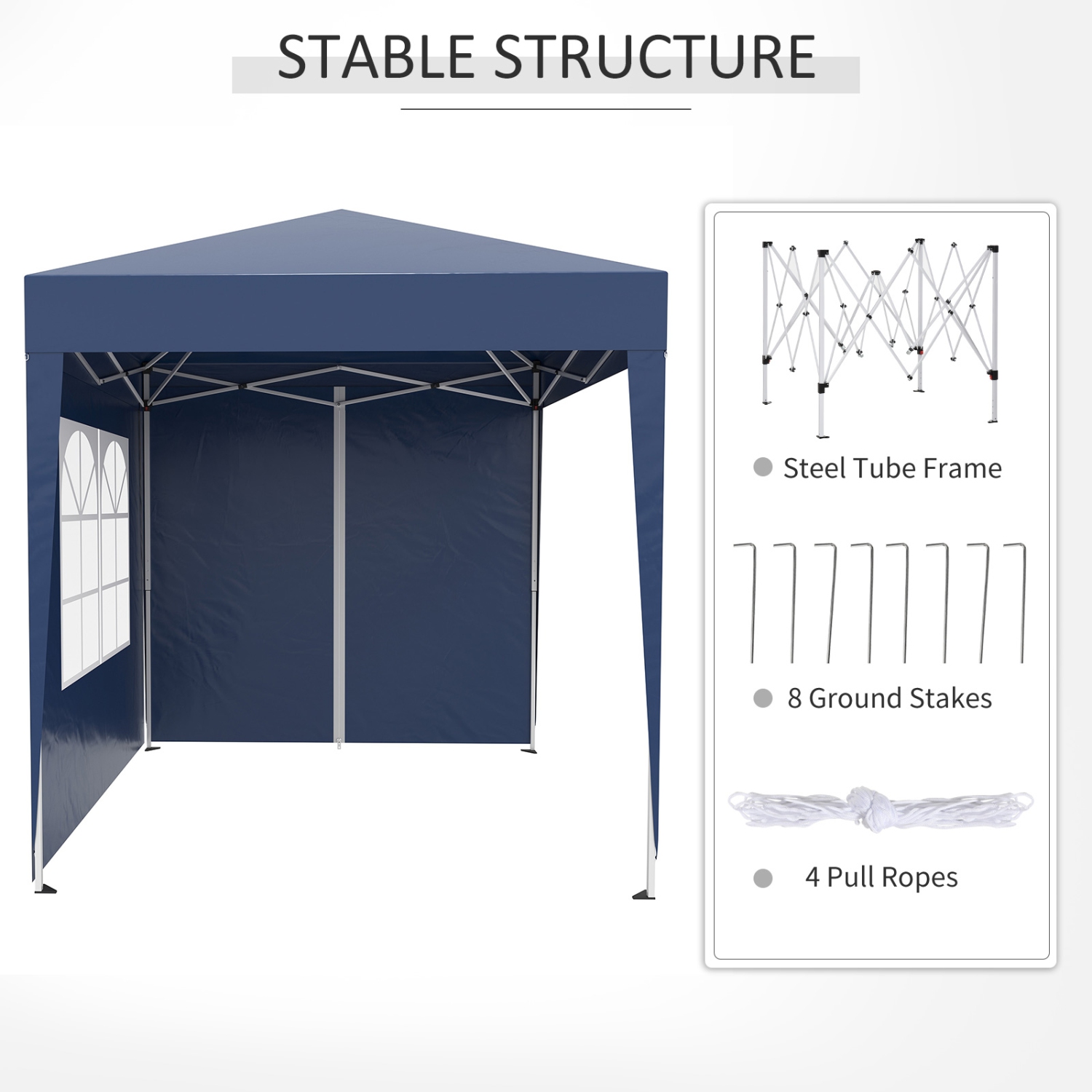 Outsunny 6.6'x6.6' Pop Up Gazebo Canopy Tent with Sidewalls, Instant Sun Shelter, with Carry Bag, for Outdoor, Garden, Patio, Blue