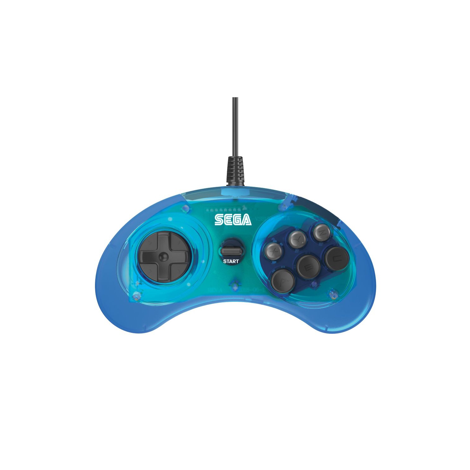 Retro-Bit SEGA Genesis 6-Button Arcade Pad, Clear Blue