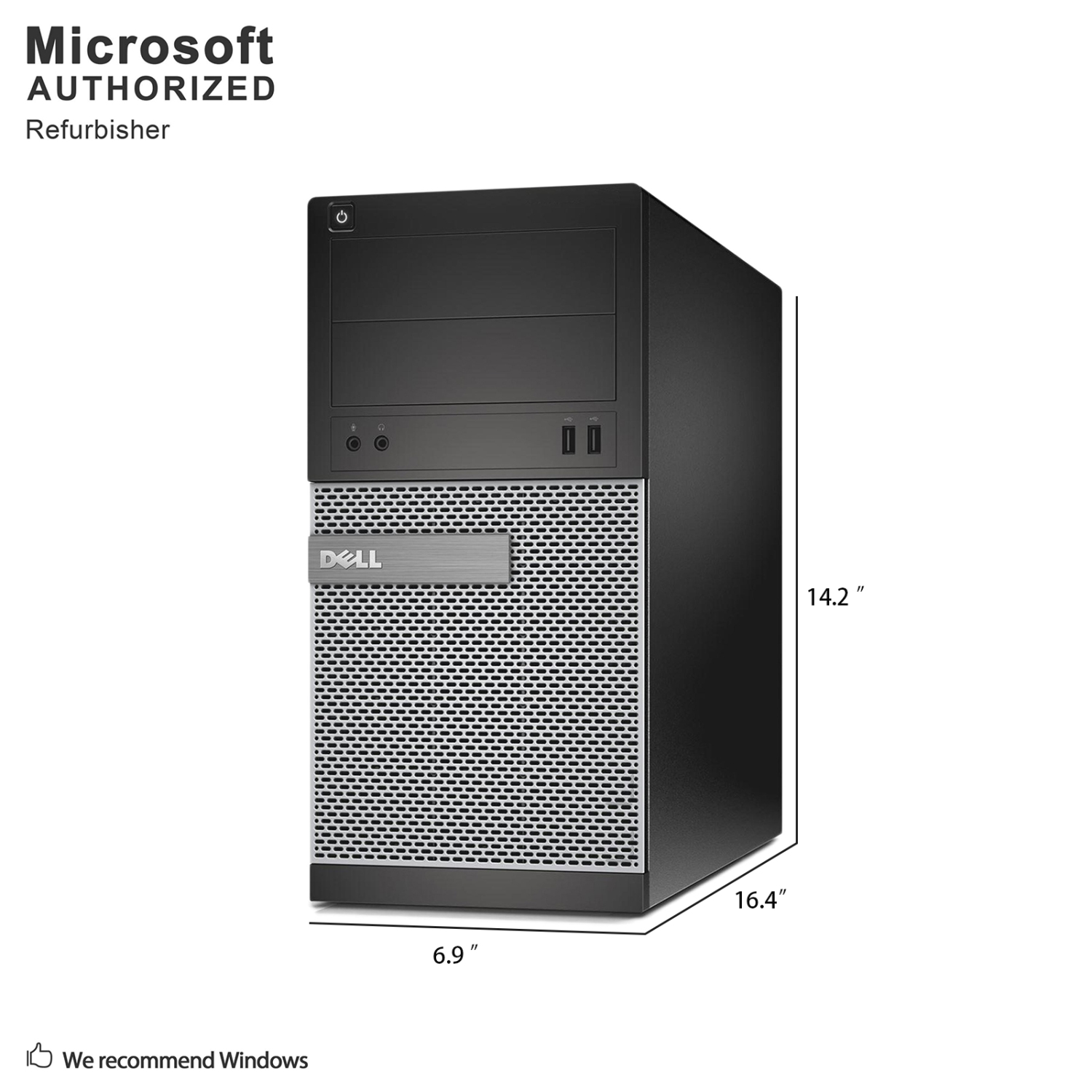 Refurbished - Dell OptiPlex 3020 MTW,Intel Quad Core i5 4590 up to 3.7G,16G,256G SSD+1T,WiFi,BT,DVD,Win10 Home 64 Bit (EN/FR/ES)