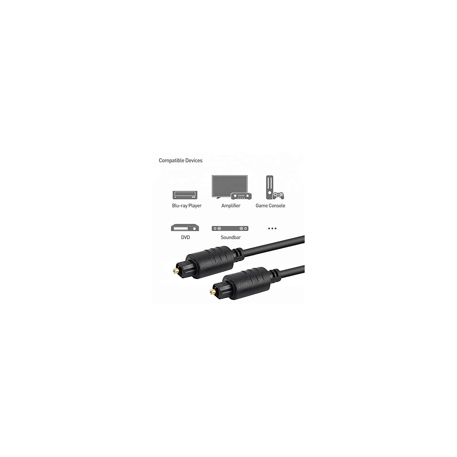 SatellsiteSale – Câble de fibre optique numérique Toslink [plaqué or 24 ct | gaine en PVC] – zéro interférence RFI et EMI – S/PDIF