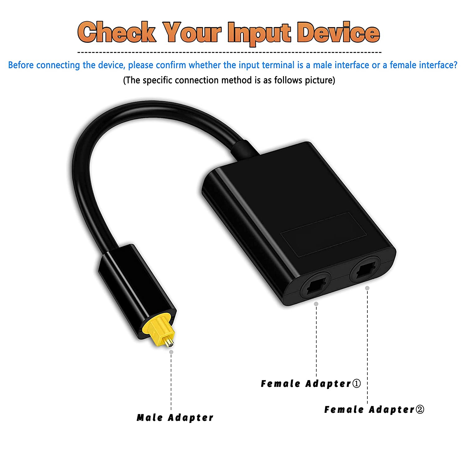 SiYear 1 in 2 Out Digital Toshlink Fiber Audio Optical Splitter Cable ，Fiber Optic Adapter，Fiber Converter, Audio