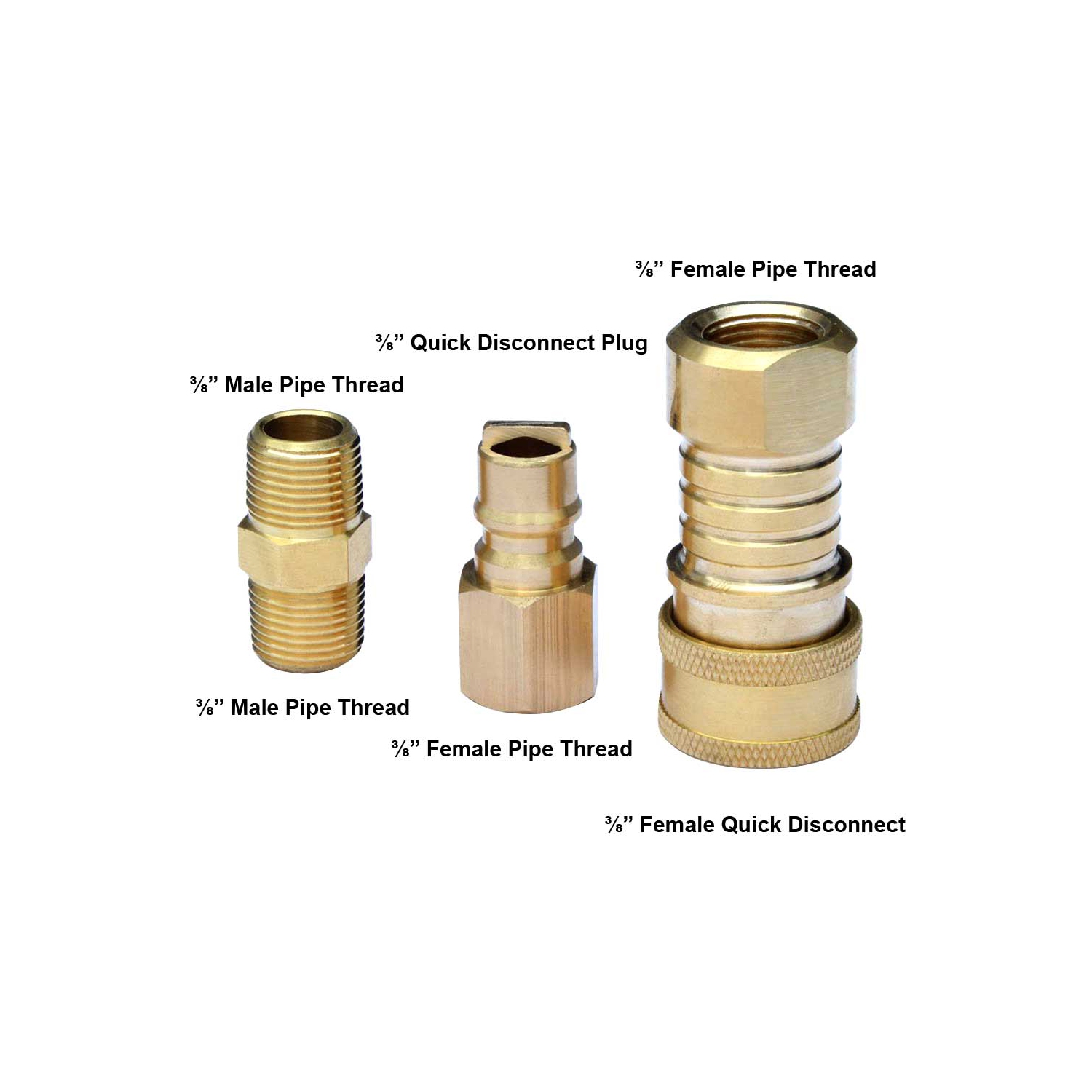 Kit de connexion rapide au gaz naturel 3/8 "filetage mâle x 3/8" filetage femelle, bras solides