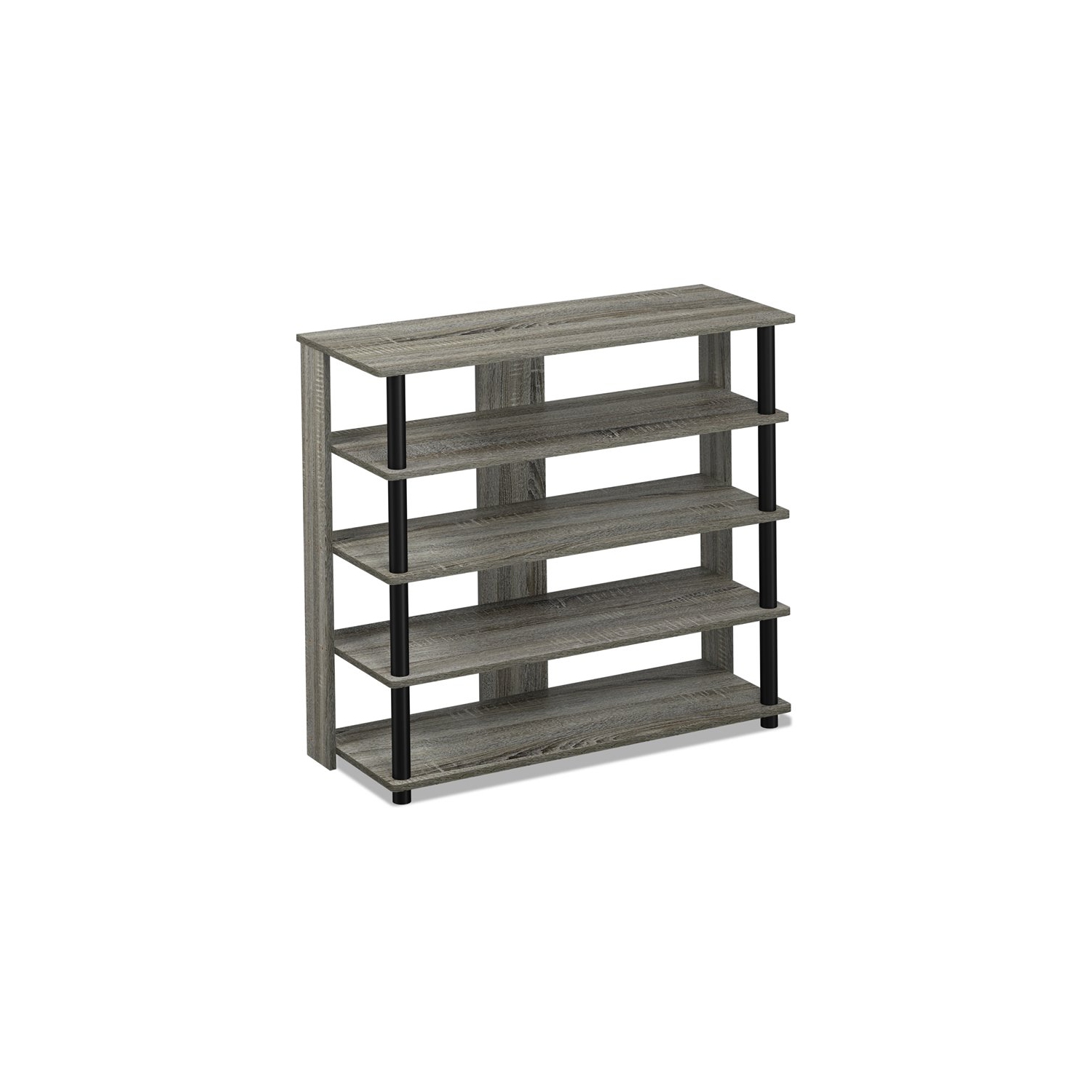Furinno Turn-N-Tube Engineered Wood 5-Tier Wide Shoe Rack in French Oak Gray