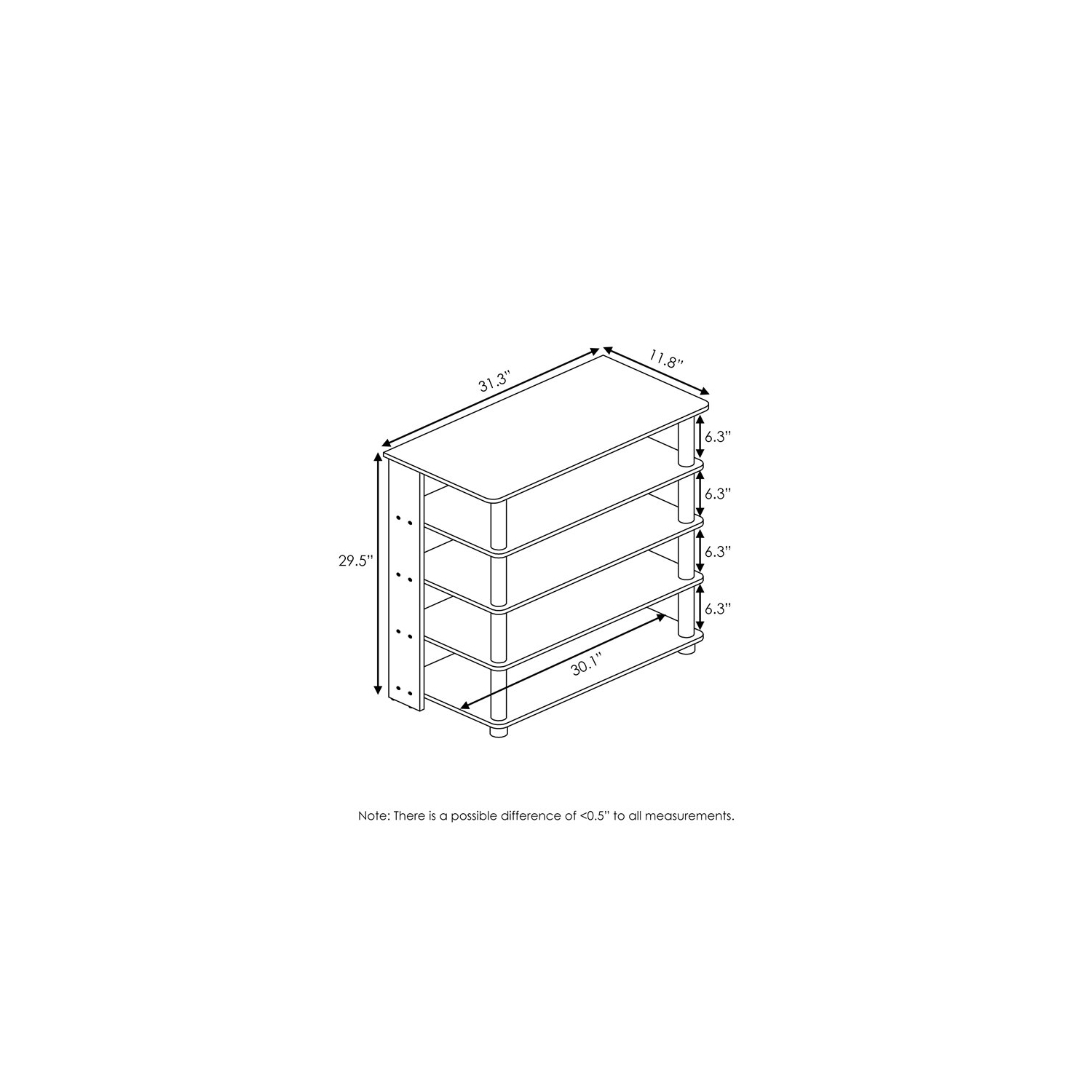 Furinno Turn-N-Tube Engineered Wood 5-Tier Wide Shoe Rack in French Oak Gray