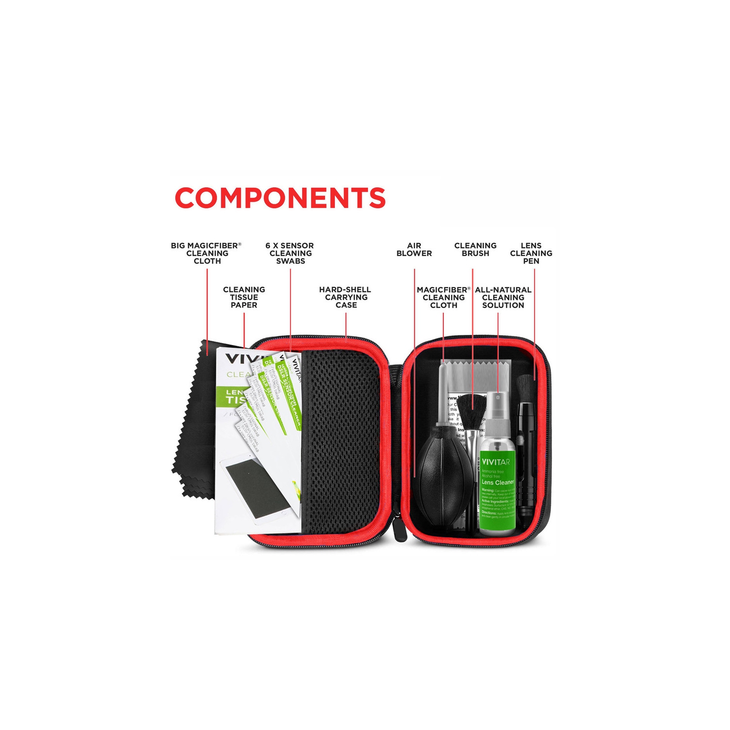 Vivitar Professional Cleaning Kit APS-C DSLR Cameras Sensor Cleaning Swabs with Carry Case