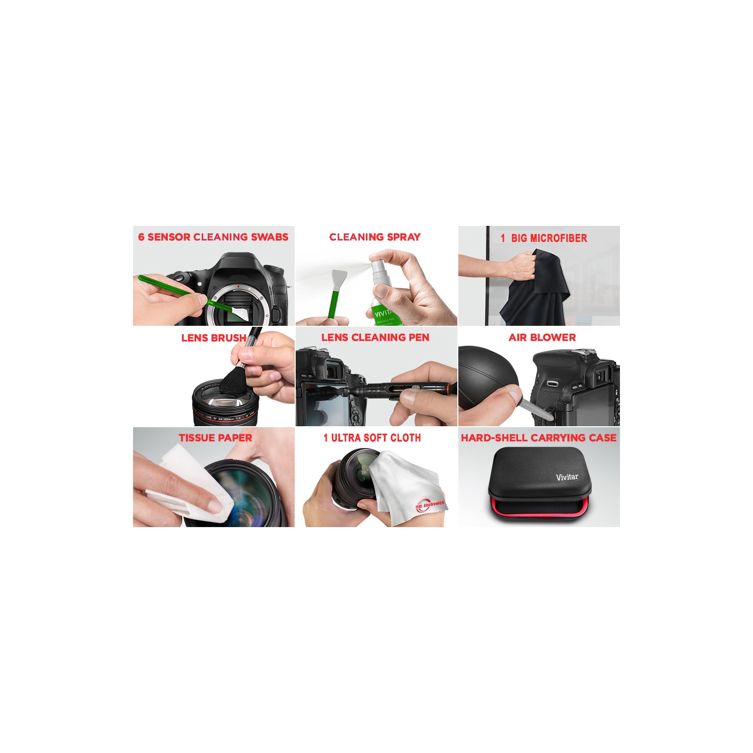 Vivitar Professional Cleaning Kit APS-C DSLR Cameras Sensor Cleaning Swabs with Carry Case