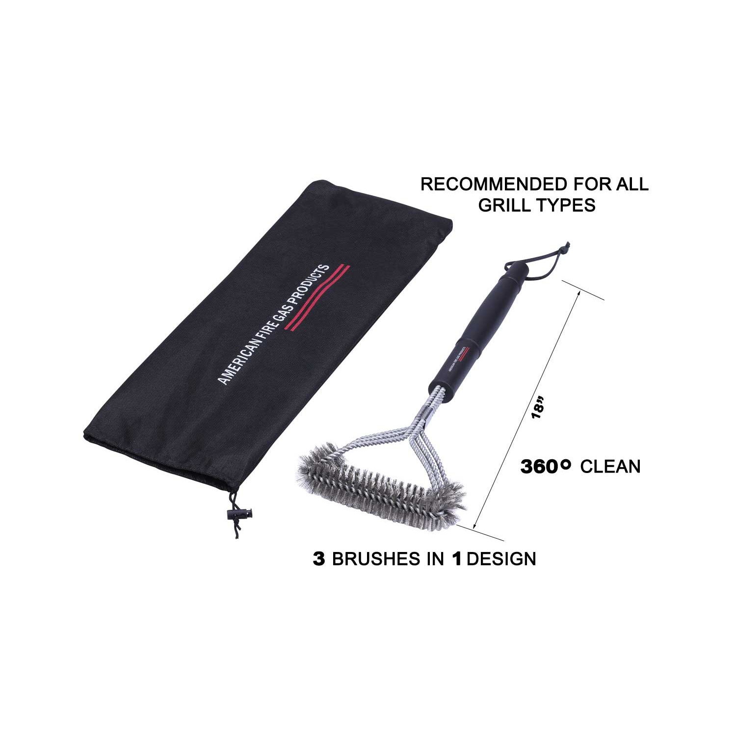18-3 in 1 Metal Clip Grill Brush Provides Effortless 360° Cleaning For Weber Charcoal, Charbroil Gas & Brinkmann Grills