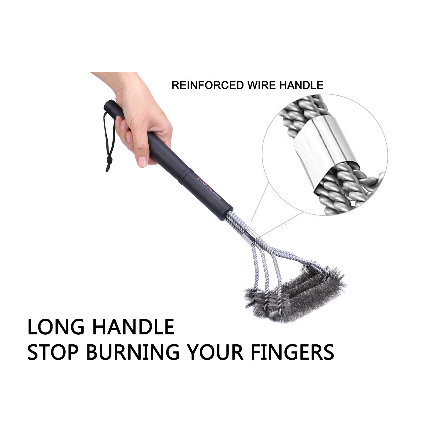 18-3 in 1 Metal Clip Grill Brush Provides Effortless 360° Cleaning For Weber Charcoal, Charbroil Gas & Brinkmann Grills