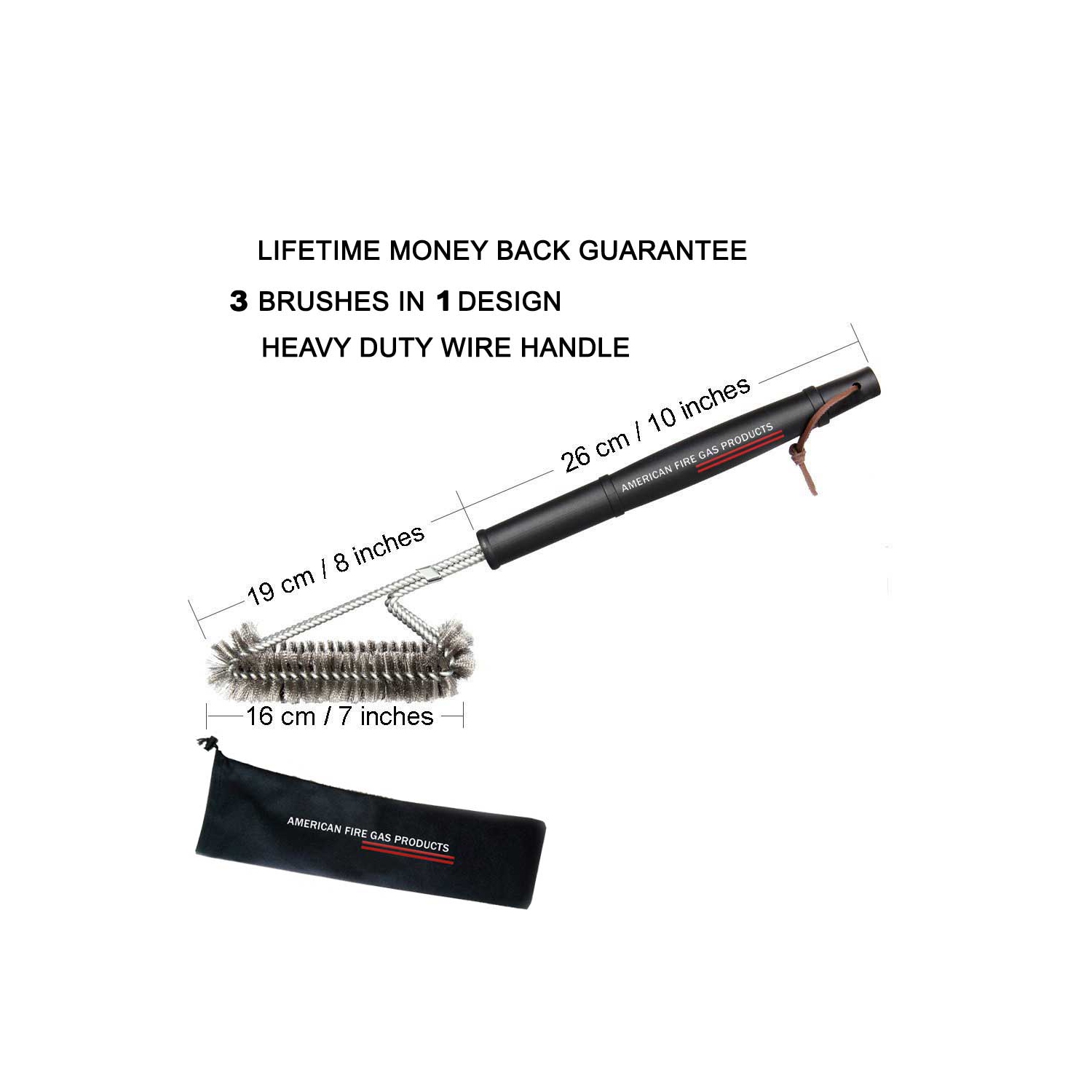 3 in 1 Metal Clip Steel Brush - Heavy Duty Barbecue Cleaner Tools, Perfect for Weber Charcoal, Charbroil, Gas, Electric