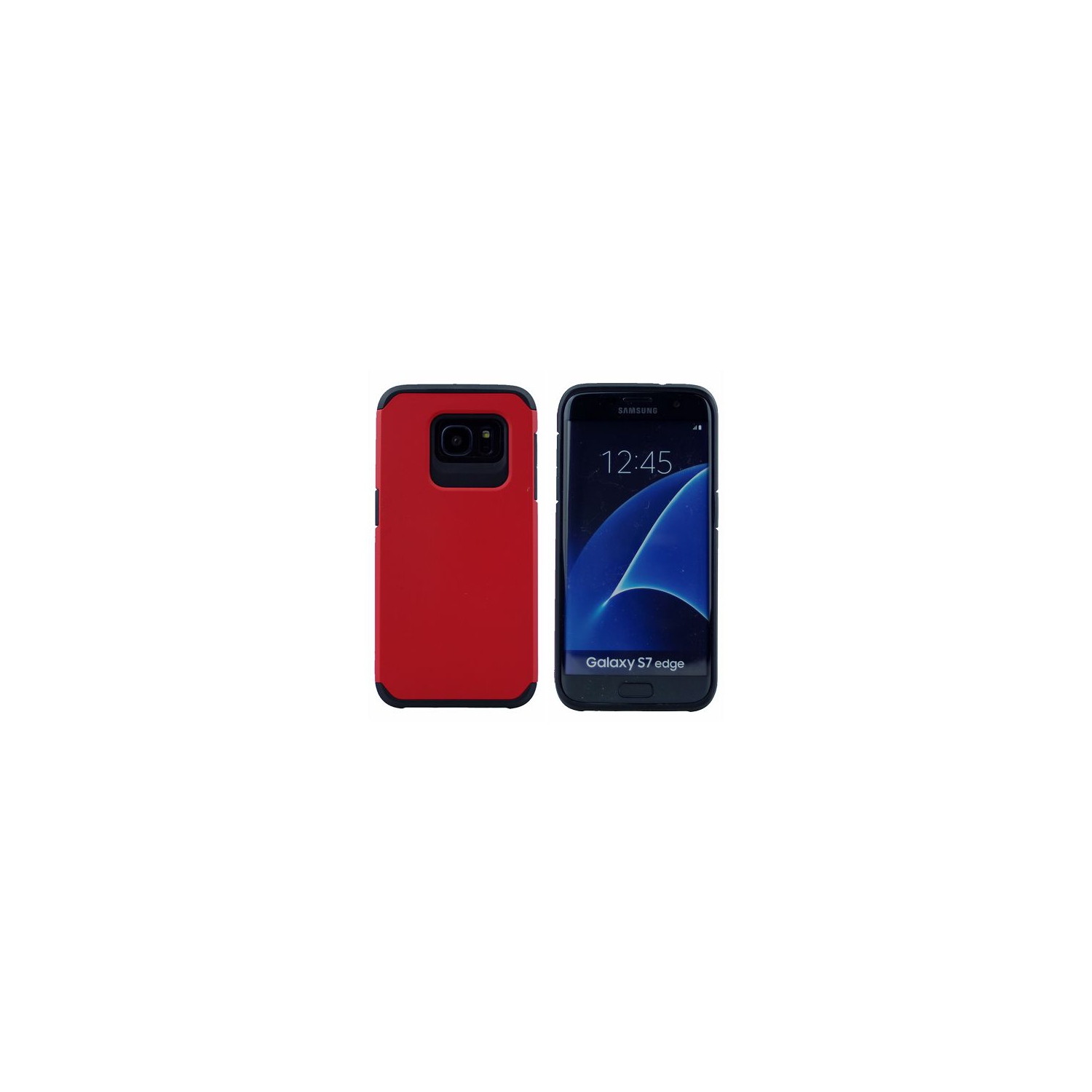 Samsung S7 Edge mat double couche, étui d'armure robuste, rouge