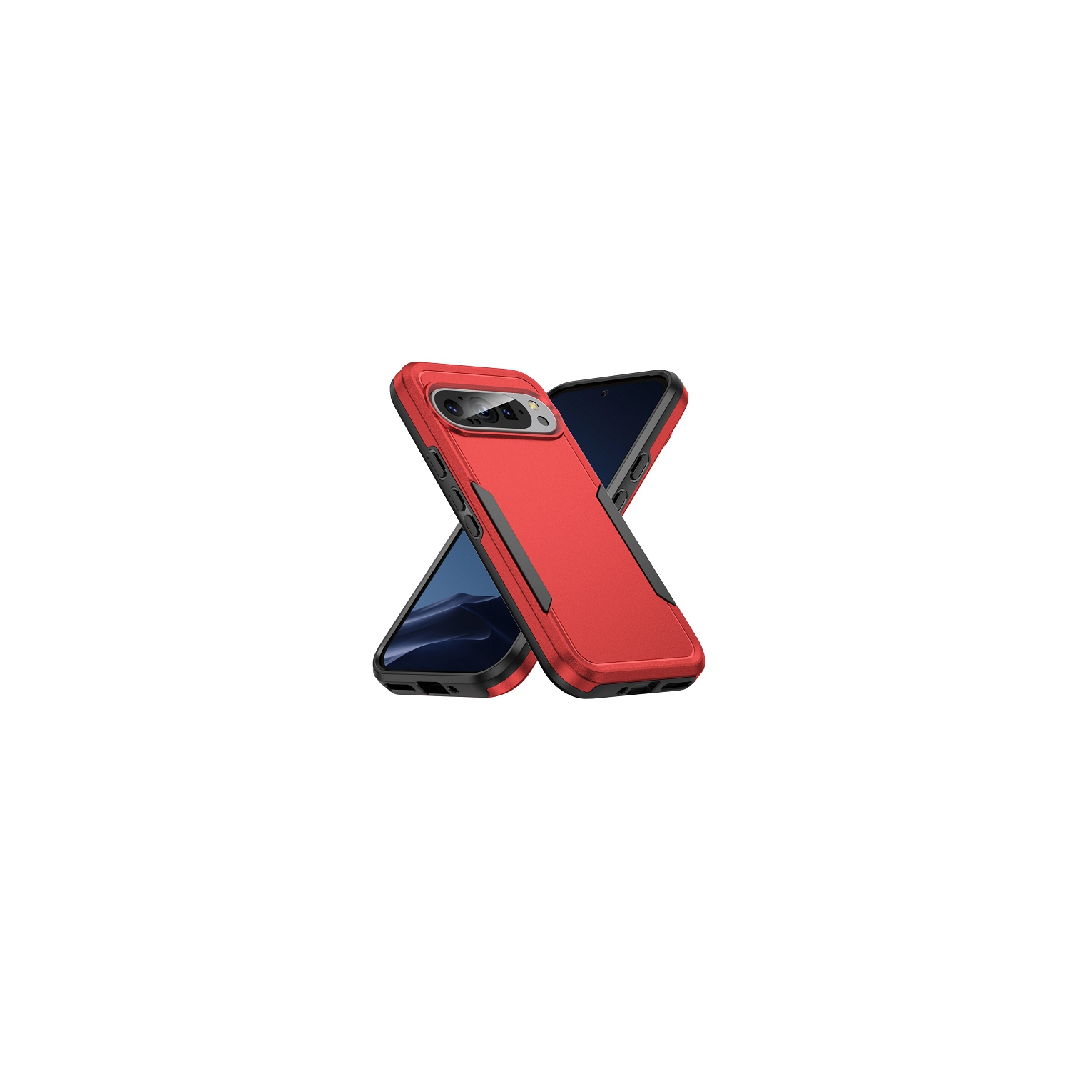 TopSave New Style Matt Polish PC+TPU 2 in 1 Slim Lightweight Shockproof, Rugged, Protective Armor Case For Google Pixel 9 Pro XL 6.8", Red