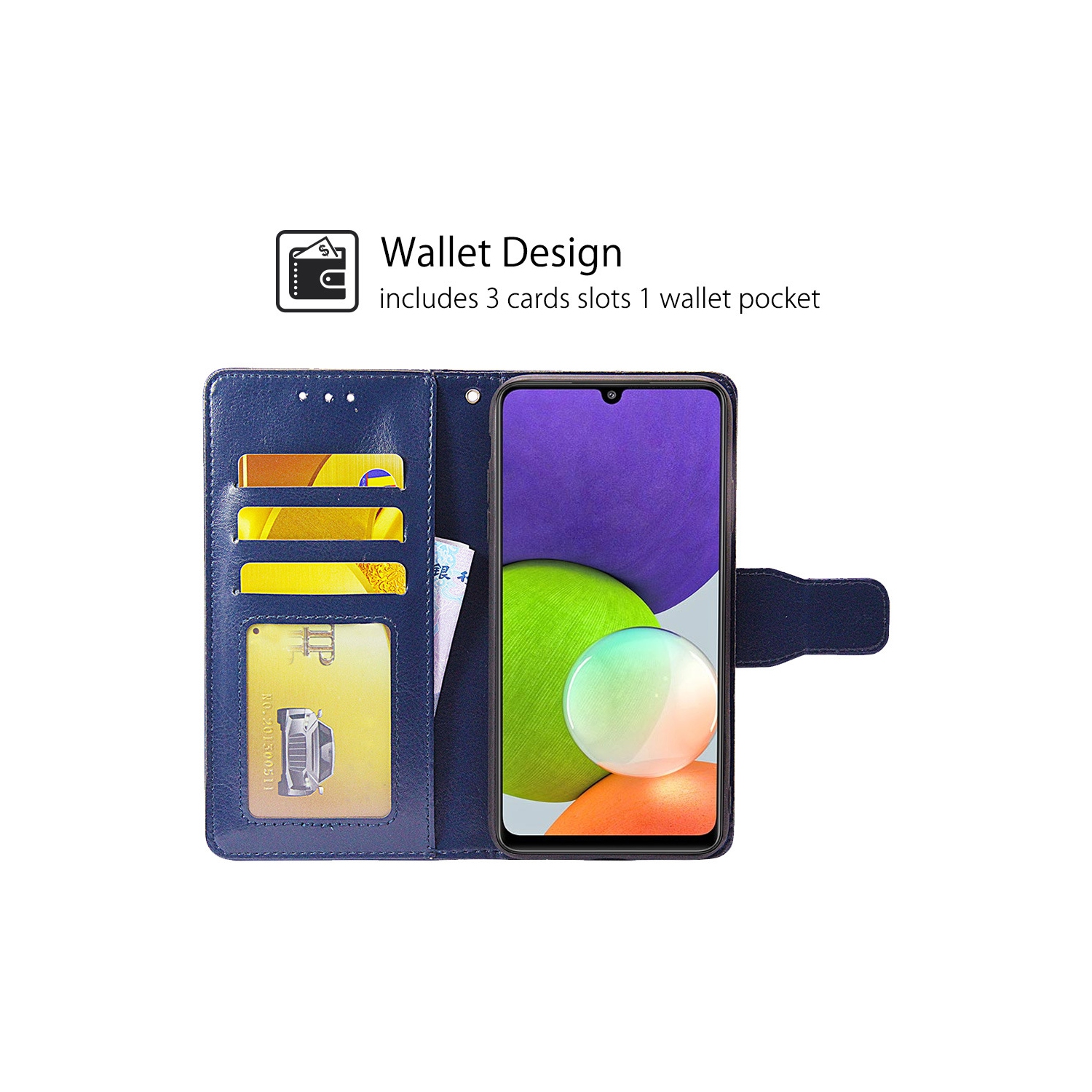 TopSave – Portefeuille folio à rabat en cuir avec pince magnétique, étui porte-carte pour Google Pixel 9a 6,3&nbsp;po, bleu marine