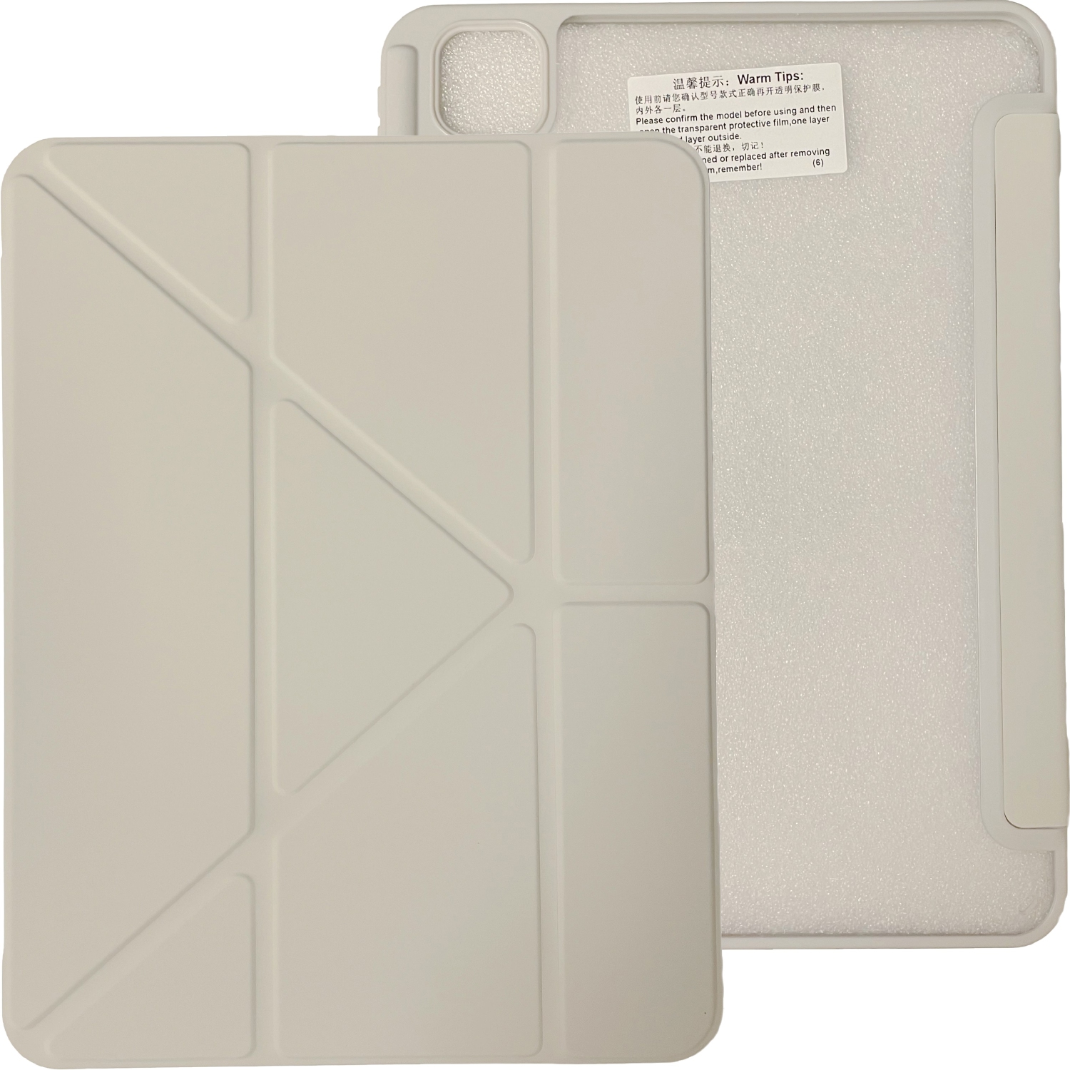 TopSave iPad 10.2-Inch with Pencil Holder, Clear Back Slim Tri-fold & Y-Shape Fold Folio Stand Shell, Auto Wake/Sleep, Stone