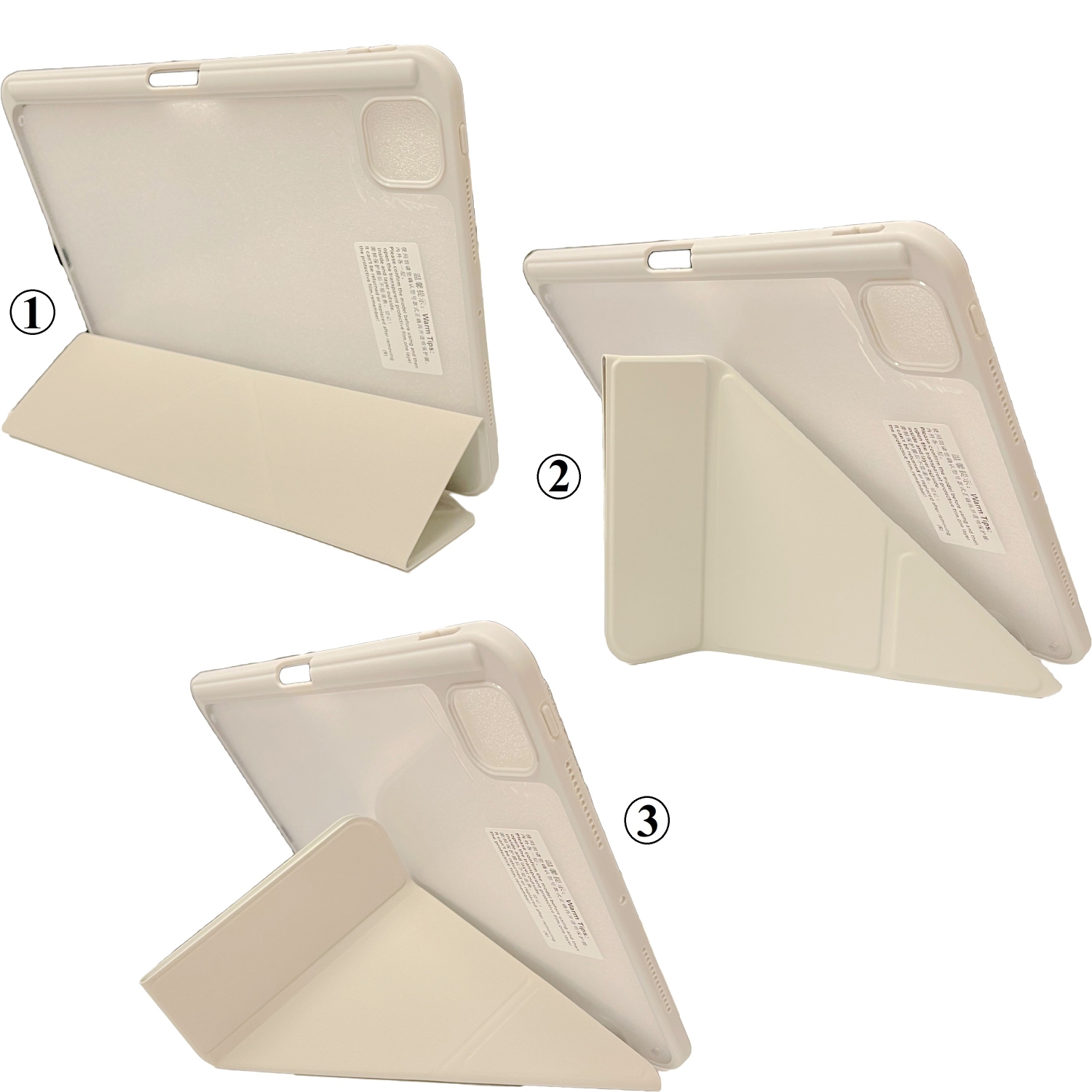 TopSave iPad 10.2-Inch with Pencil Holder, Clear Back Slim Tri-fold & Y-Shape Fold Folio Stand Shell, Auto Wake/Sleep, Stone