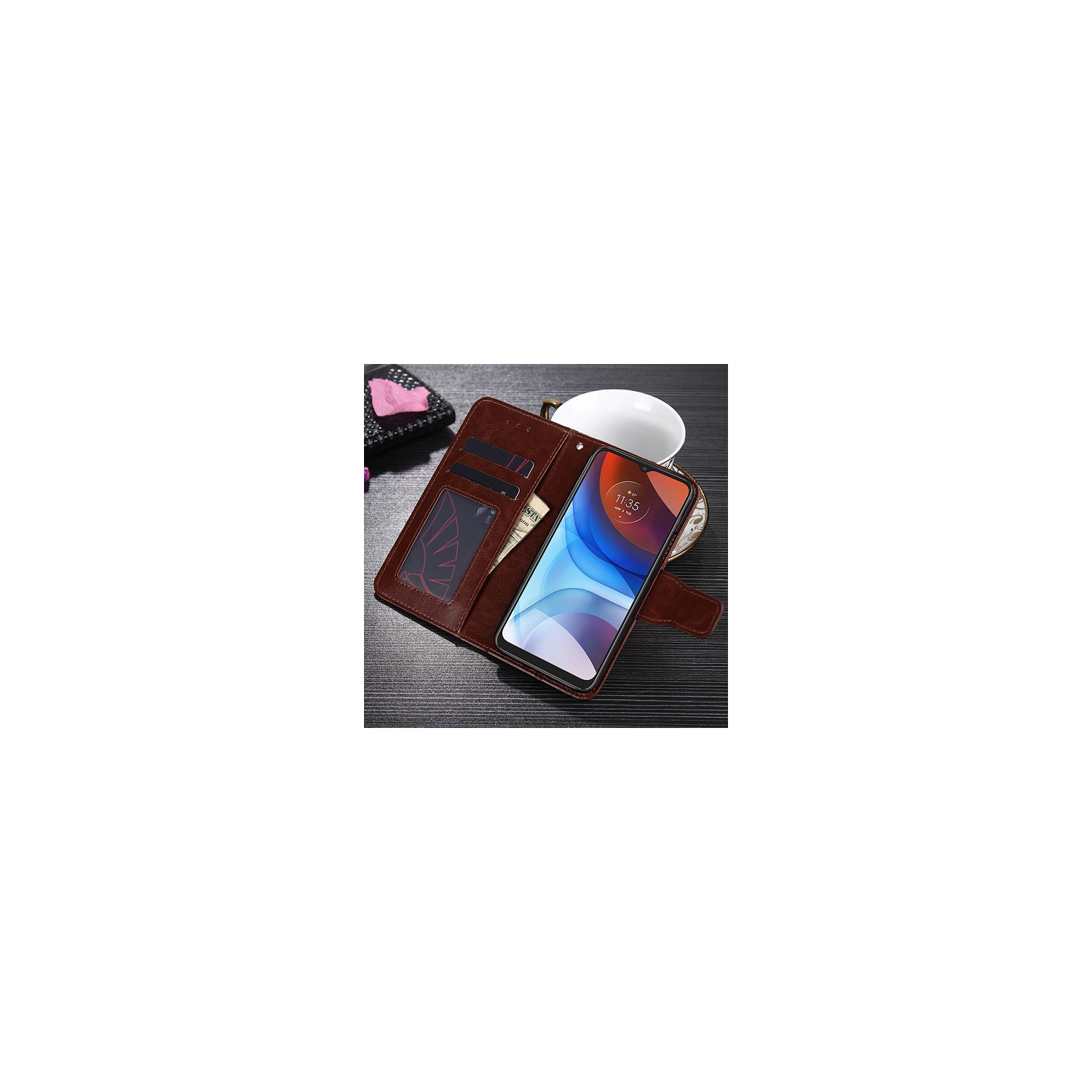 TopSave – Portefeuille étui folio à rabat en cuir avec pince magnétique pour Pixel 9 de Google, Pixel 9 Pro de 6,3 po de Google, brun