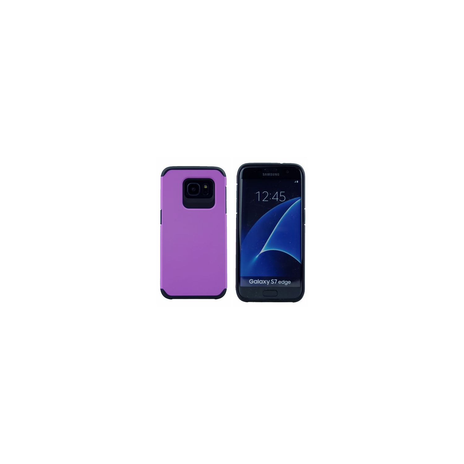Samsung S7 Edge mat double couche, étui d'armure robuste, violet