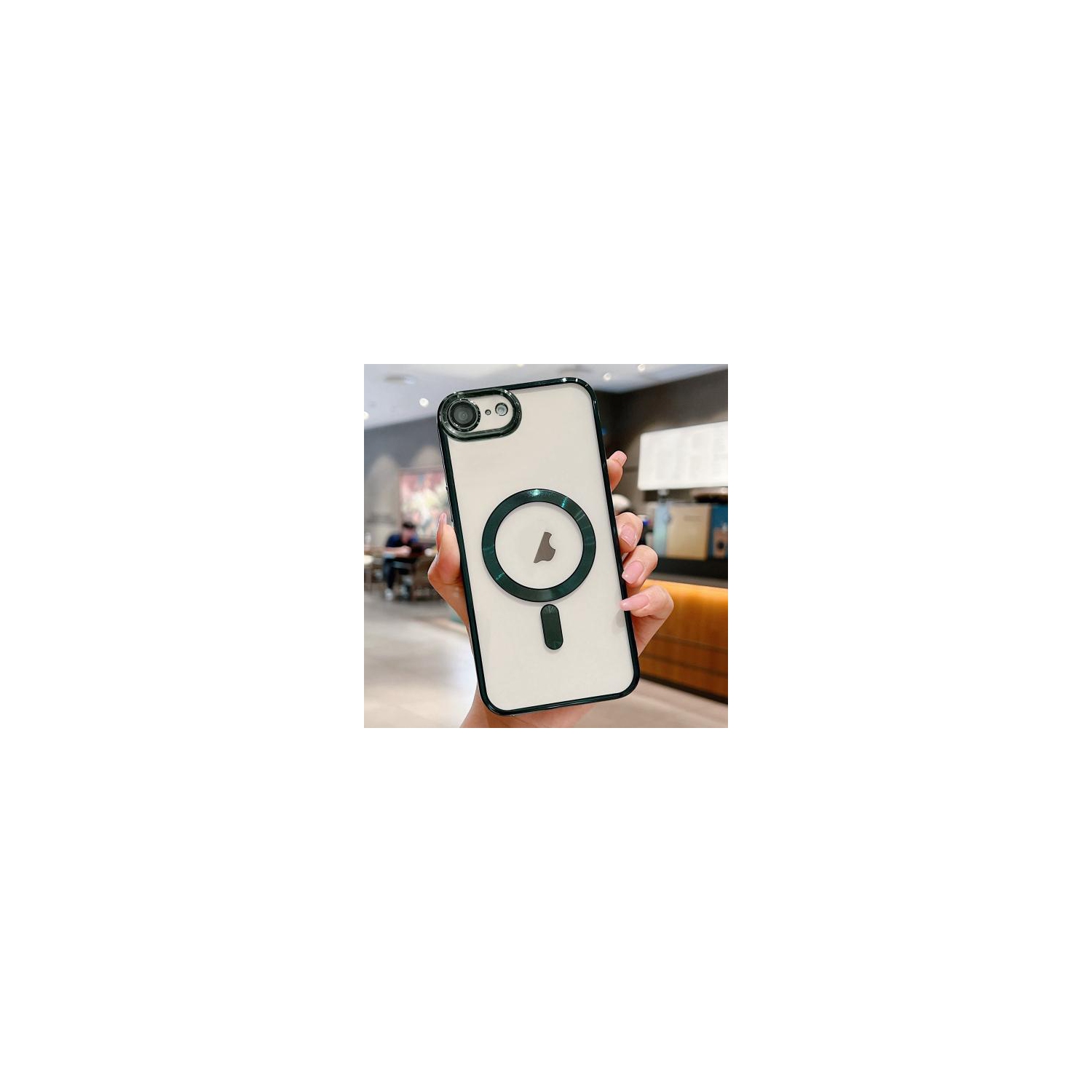 TopSave Soft Clear Case for iPhone 16e 6.1-Inch, Camera Lens Full Protection, with MagSafe, Shockproof Electroplated TPU Cover, Green