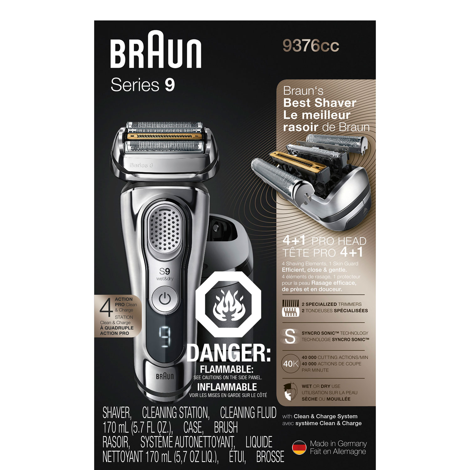 Braun Series 9 9376cc Latest Generation Electric Shaver, Rechargeable &  Cordless Electric Razor for Men 