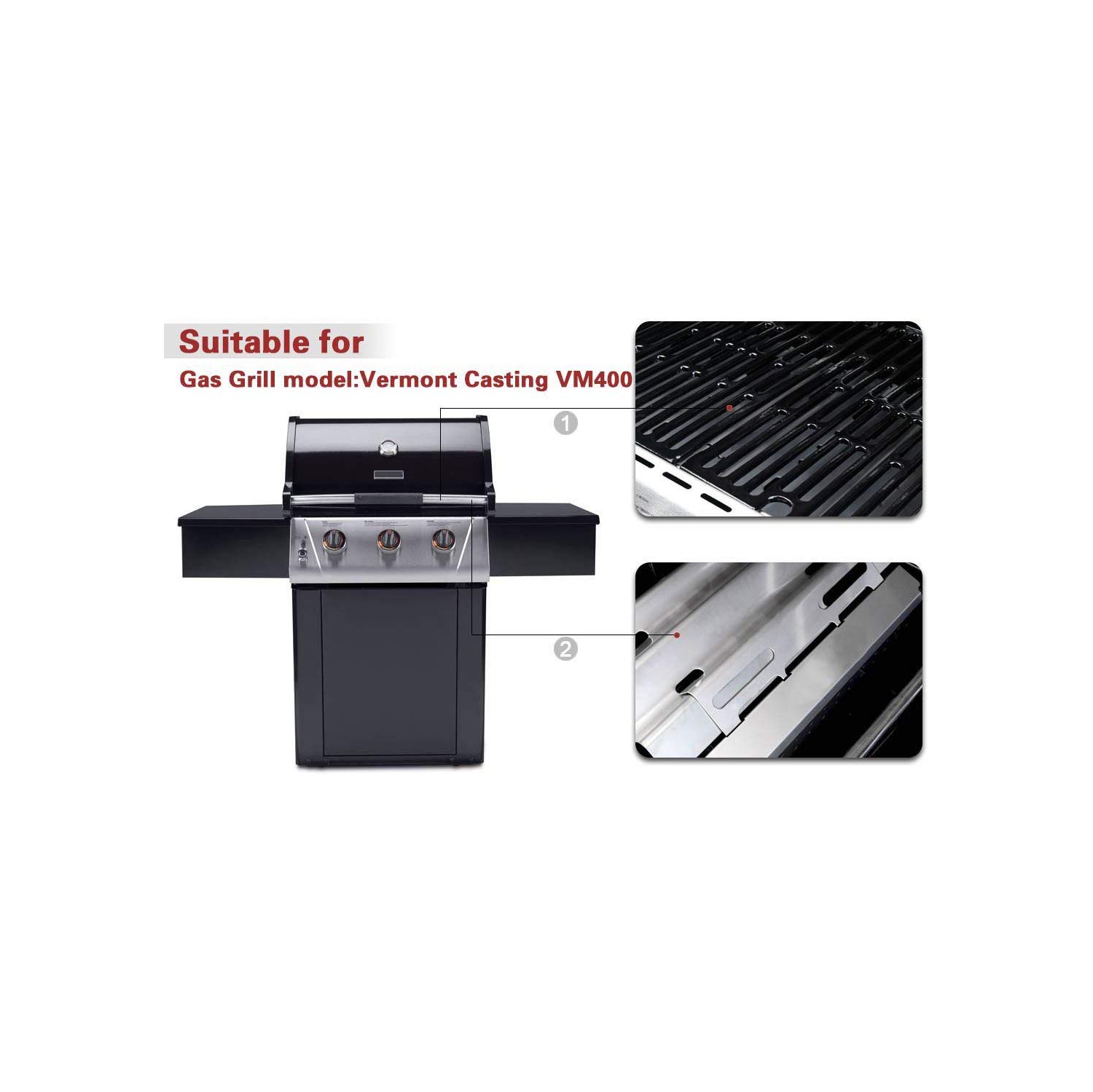 Replacement Heat Plate For Jenn-air JA460P, Vermont Castings, Nexgrill 720-0267 Gas Models-3PK