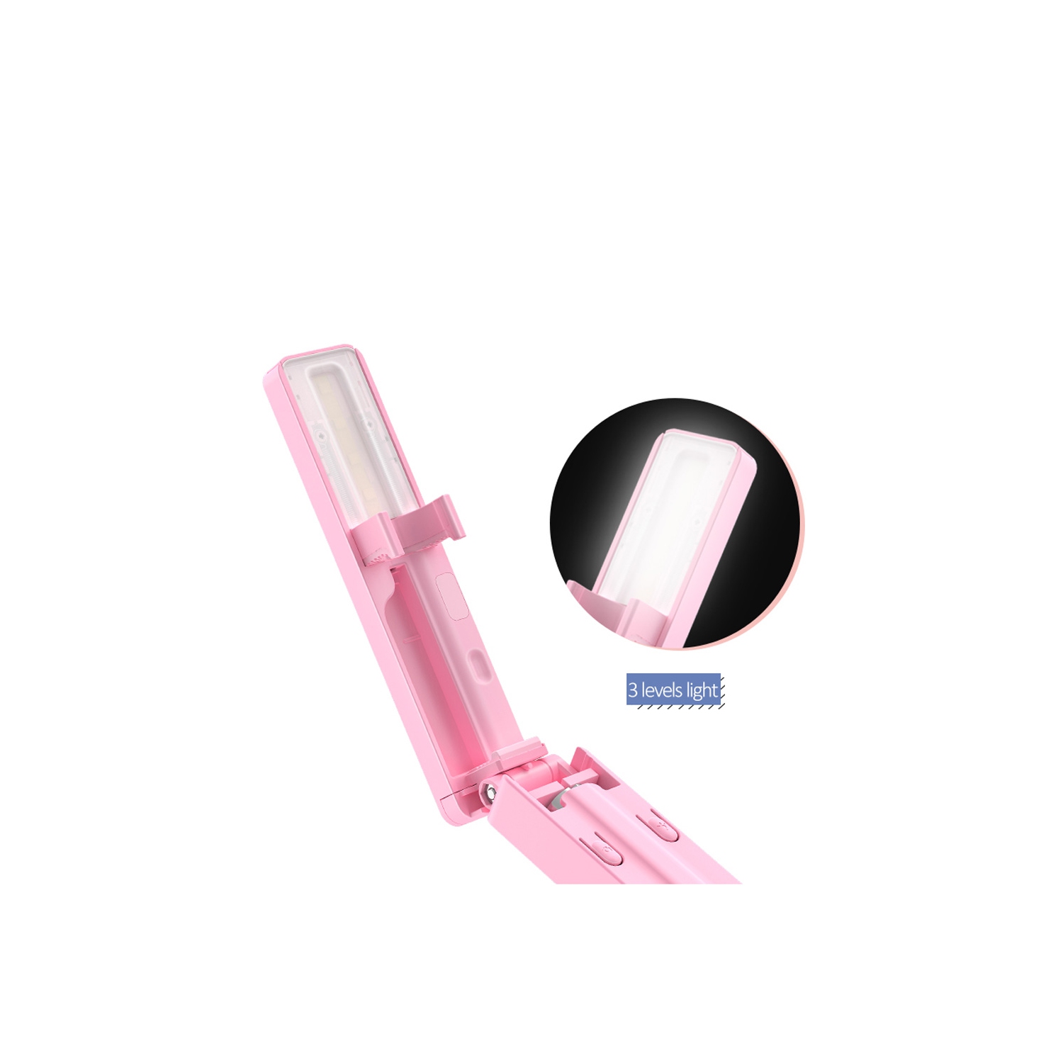 axGear Bâton de selfie avec support de téléphone extensible à distance Bluetooth Light Fill LED