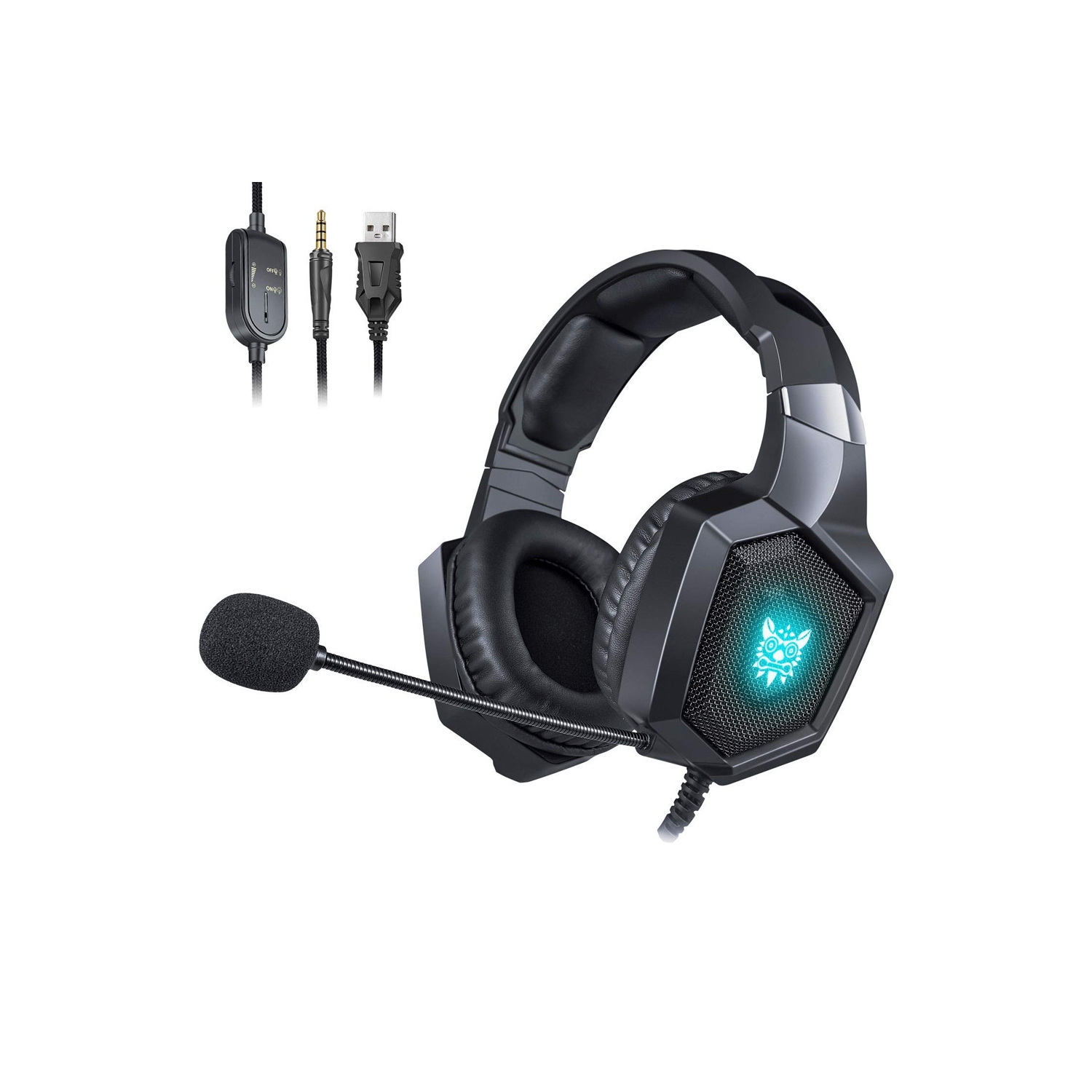 axGear Onikuma K8 Wired Stereo Over Ear Gaming Headset with RGB Light 3.5mm Audio Jack