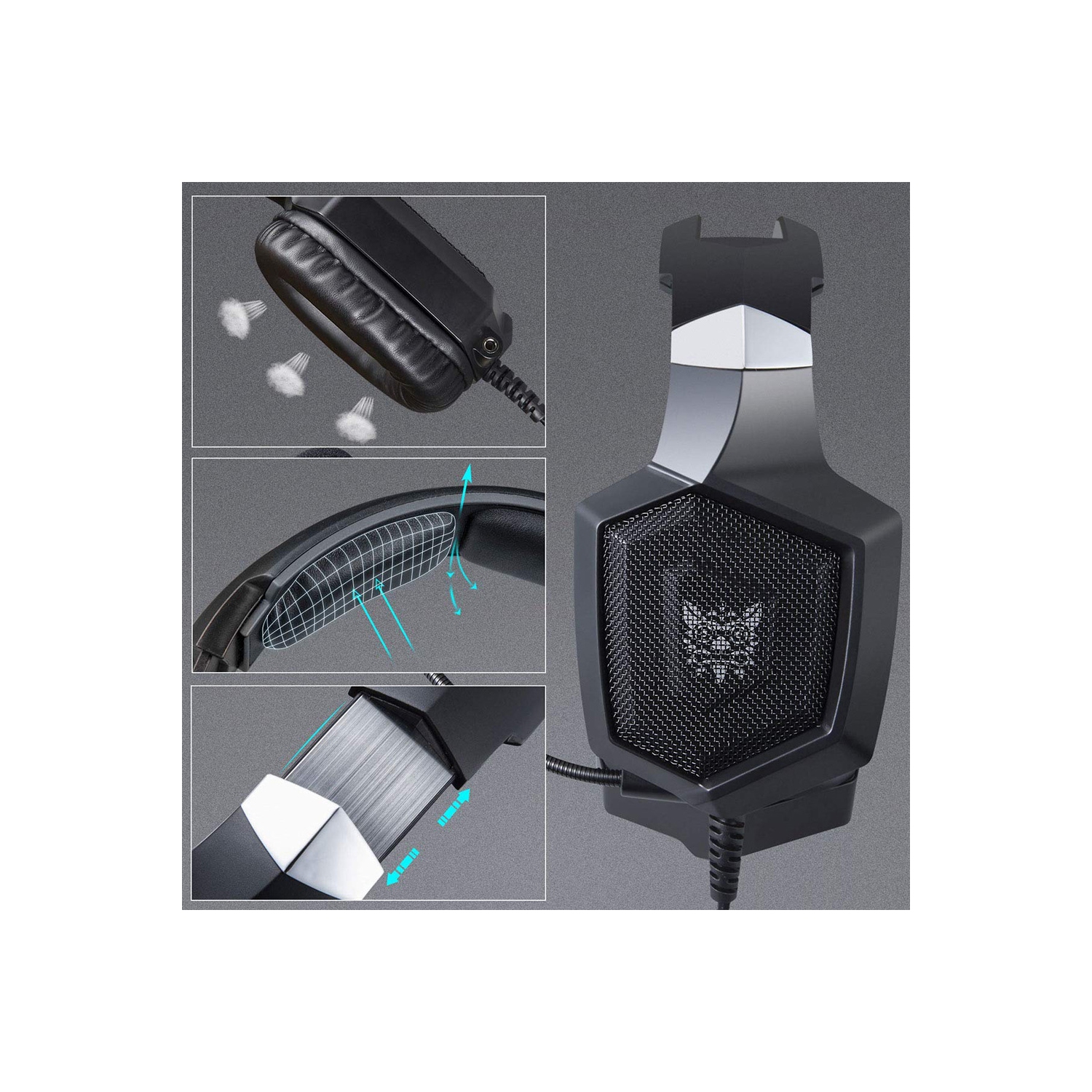 axGear Onikuma K8 Wired Stereo Over Ear Gaming Headset with RGB Light 3.5mm Audio Jack