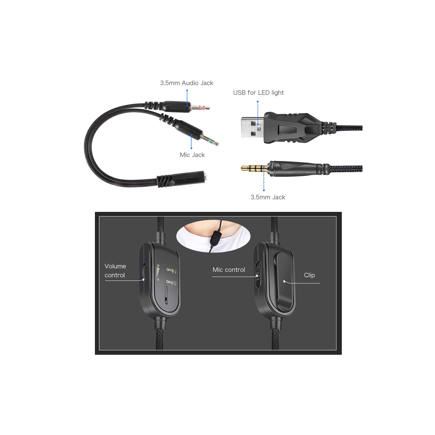 axGear Onikuma K8 Wired Stereo Over Ear Gaming Headset with RGB Light 3.5mm Audio Jack