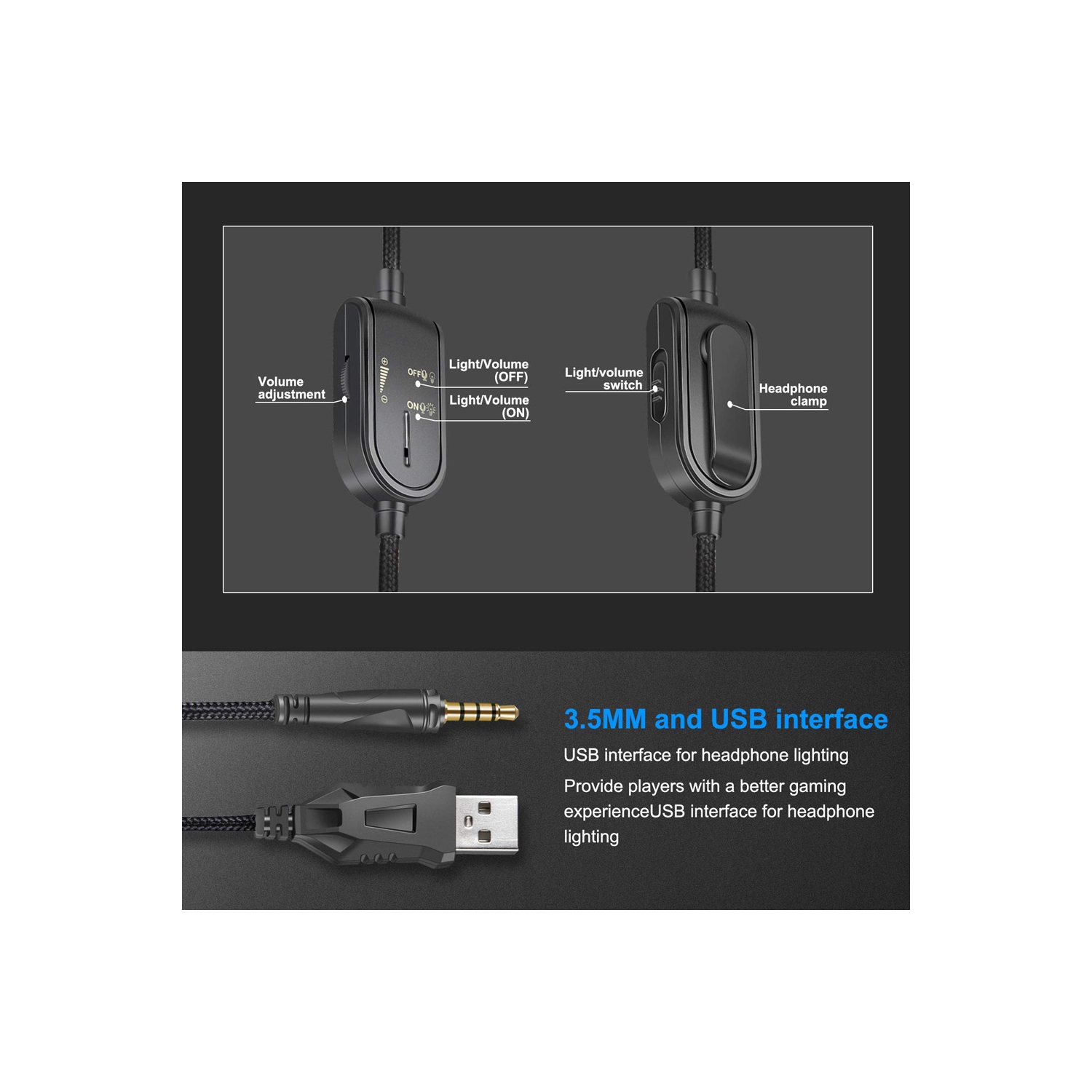 axGear Onikuma K8 Wired Stereo Over Ear Gaming Headset with RGB Light 3.5mm Audio Jack