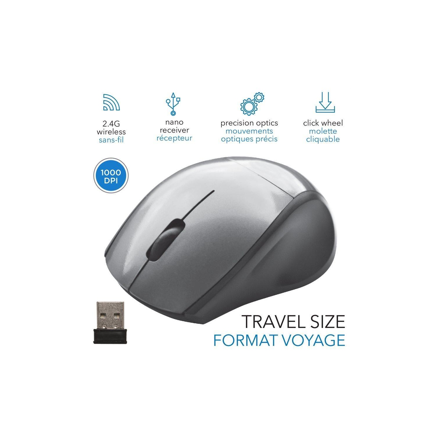 Elink CM517 - Travel Size Wireless Optical Mouse with Click Wheel and Nano Receiver, Gray