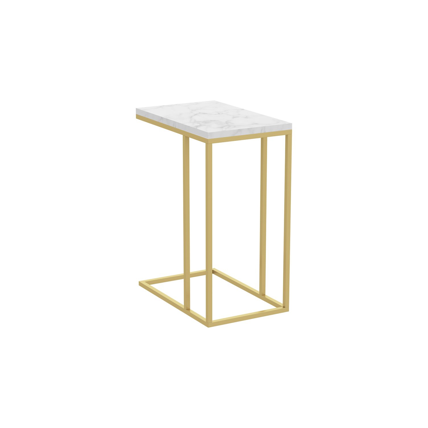 Accent Table C-Shaped Marble Gold Metal
