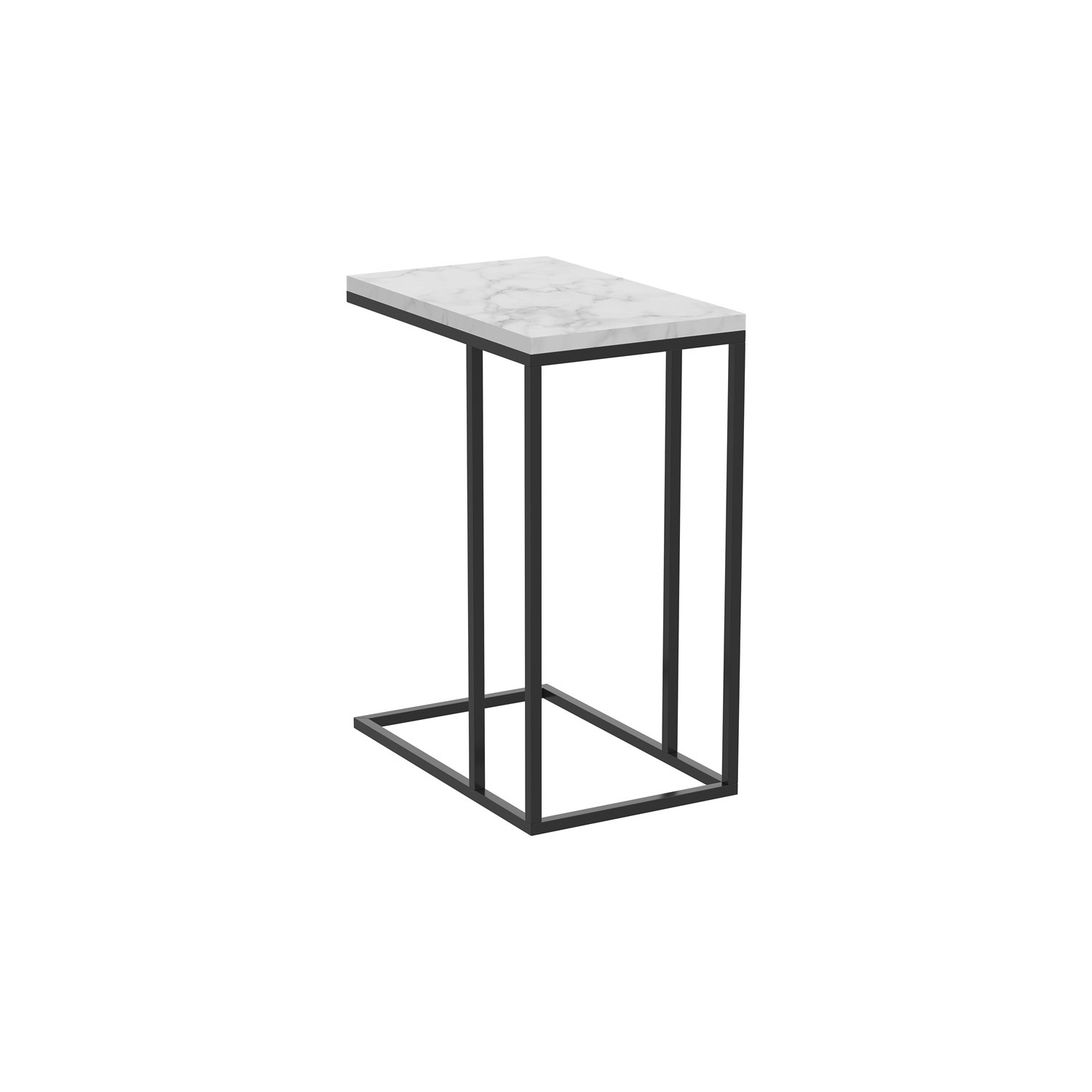 Accent Table C-Shaped Marble Black Metal