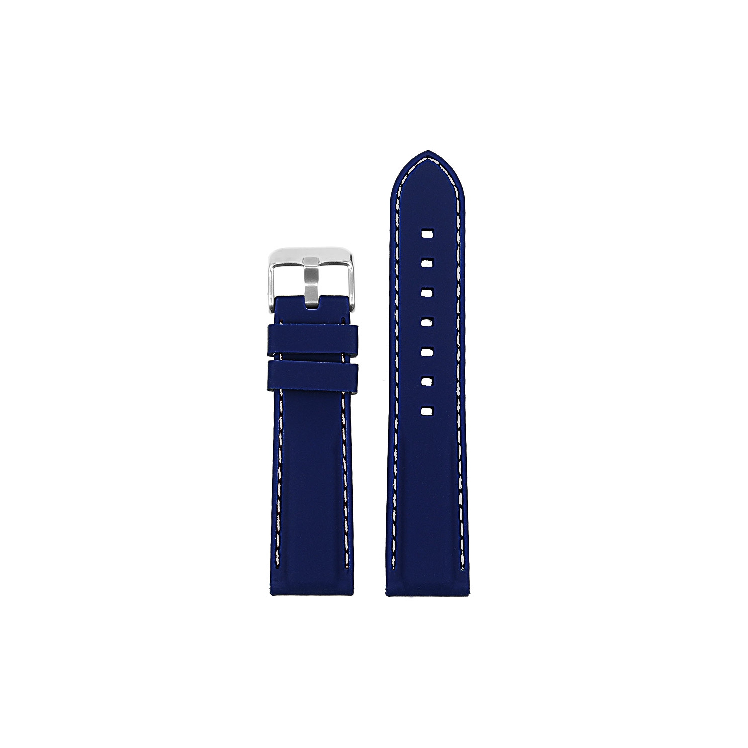 StrapsCo Silicone Rubber Watch Band Strap with Stitching for Samsung Galaxy Watch Active - Blue & White