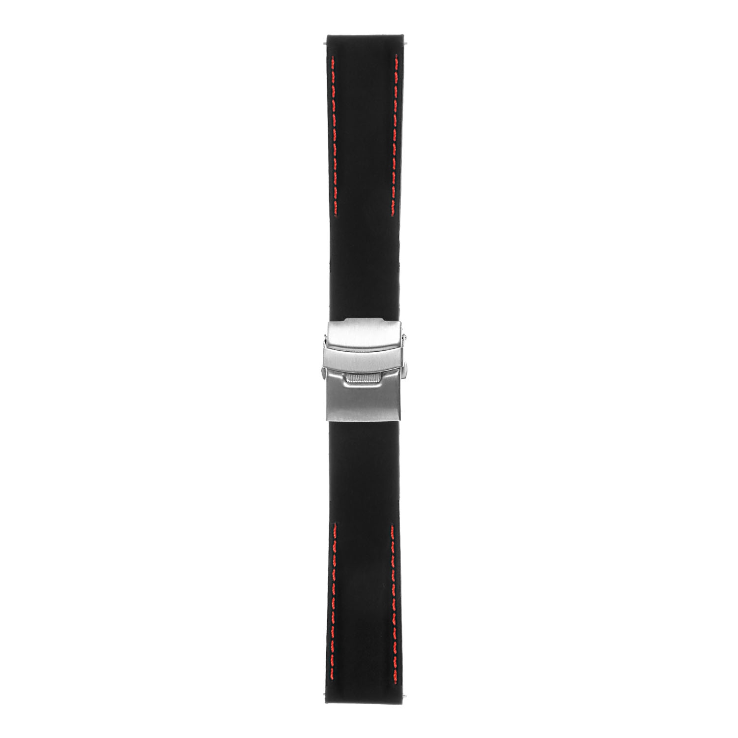StrapsCo Silicone Rubber Watch Band with Deployant Clasp for Samsung Galaxy Watch Active - Black & Red