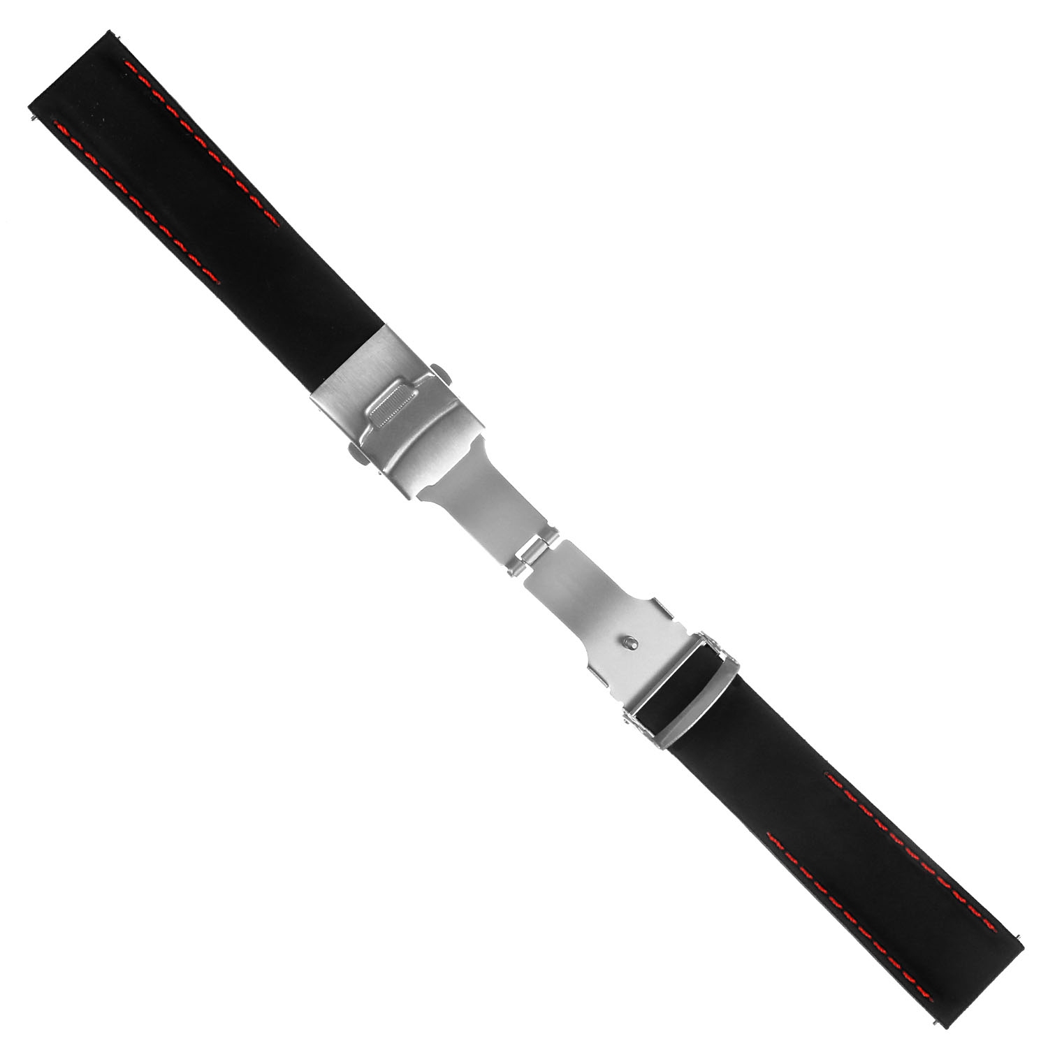 StrapsCo Silicone Rubber Watch Band with Deployant Clasp for Samsung Galaxy Watch Active - Black & Red