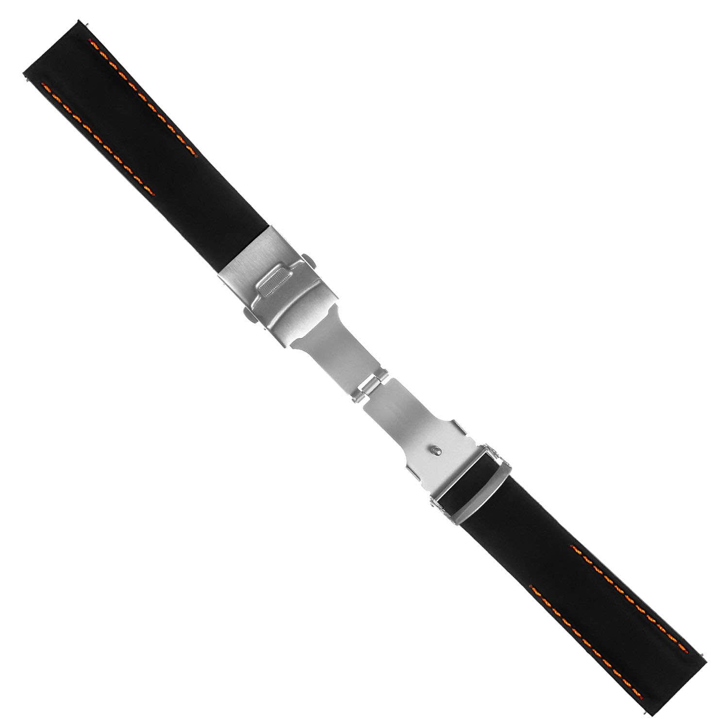 StrapsCo Silicone Rubber 22mm Watch Band with Deployant Clasp for Samsung Gear S3 Frontier - Black & Orange