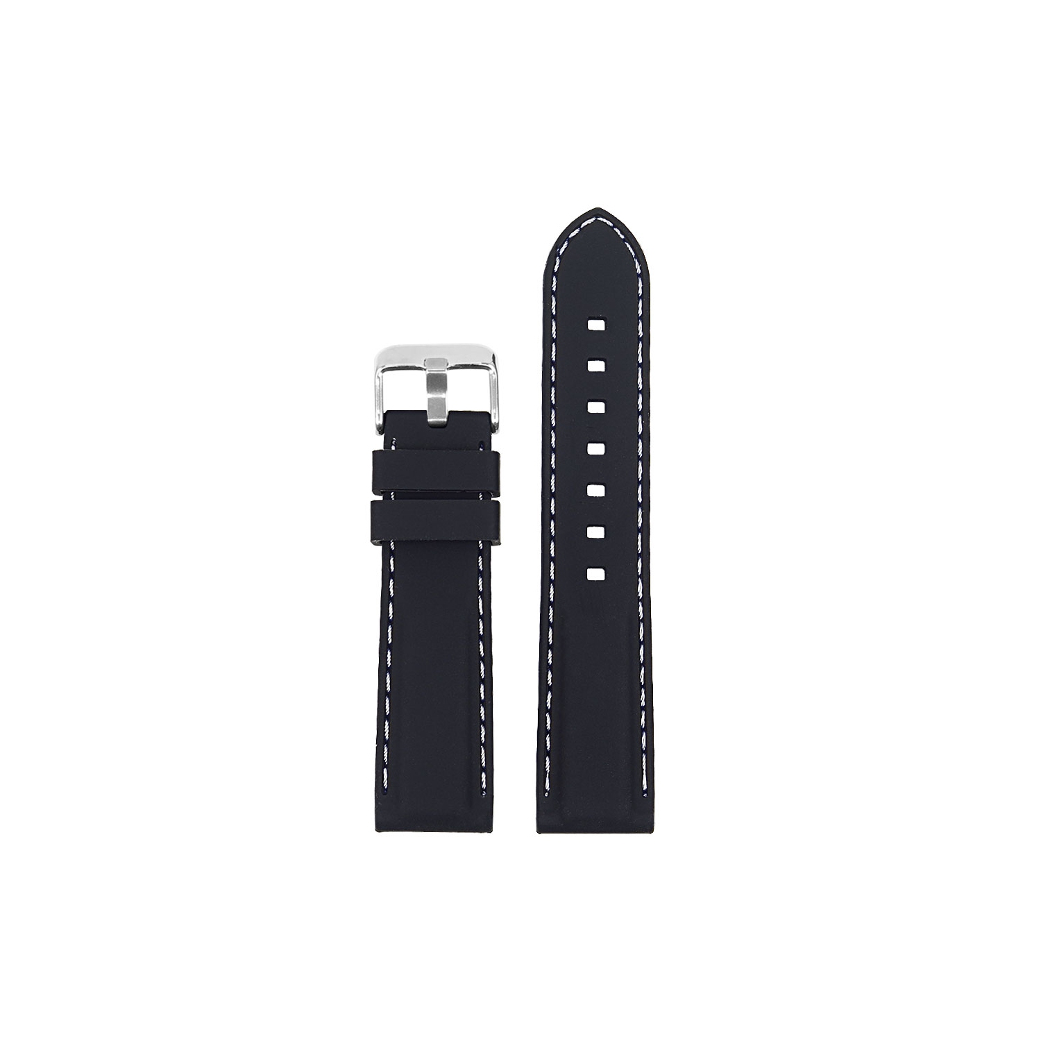 StrapsCo Silicone Rubber Watch Band Strap with Stitching for Samsung Galaxy Watch Active - Black & White