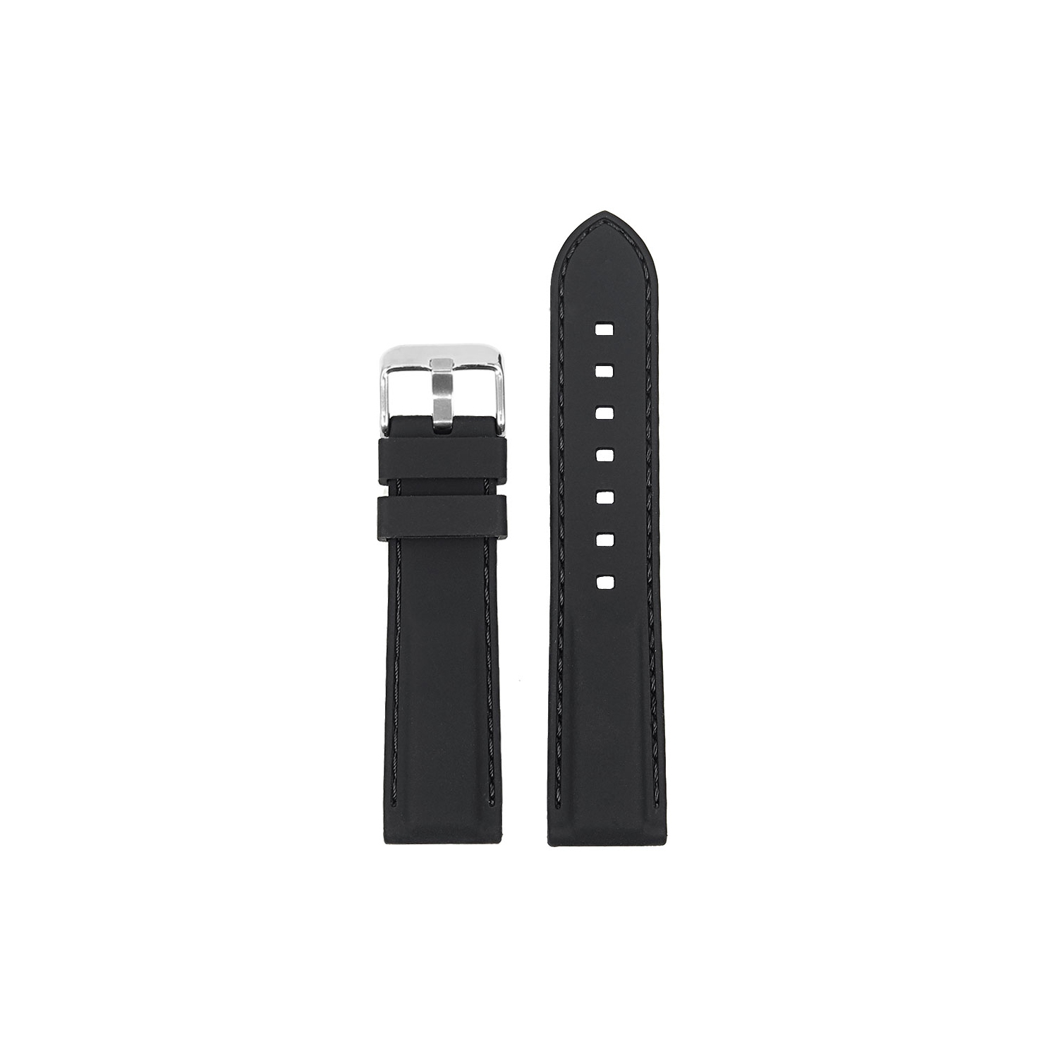 StrapsCo Silicone Rubber Watch Band Strap with Stitching for Garmin Vivomove HR Premium - Black