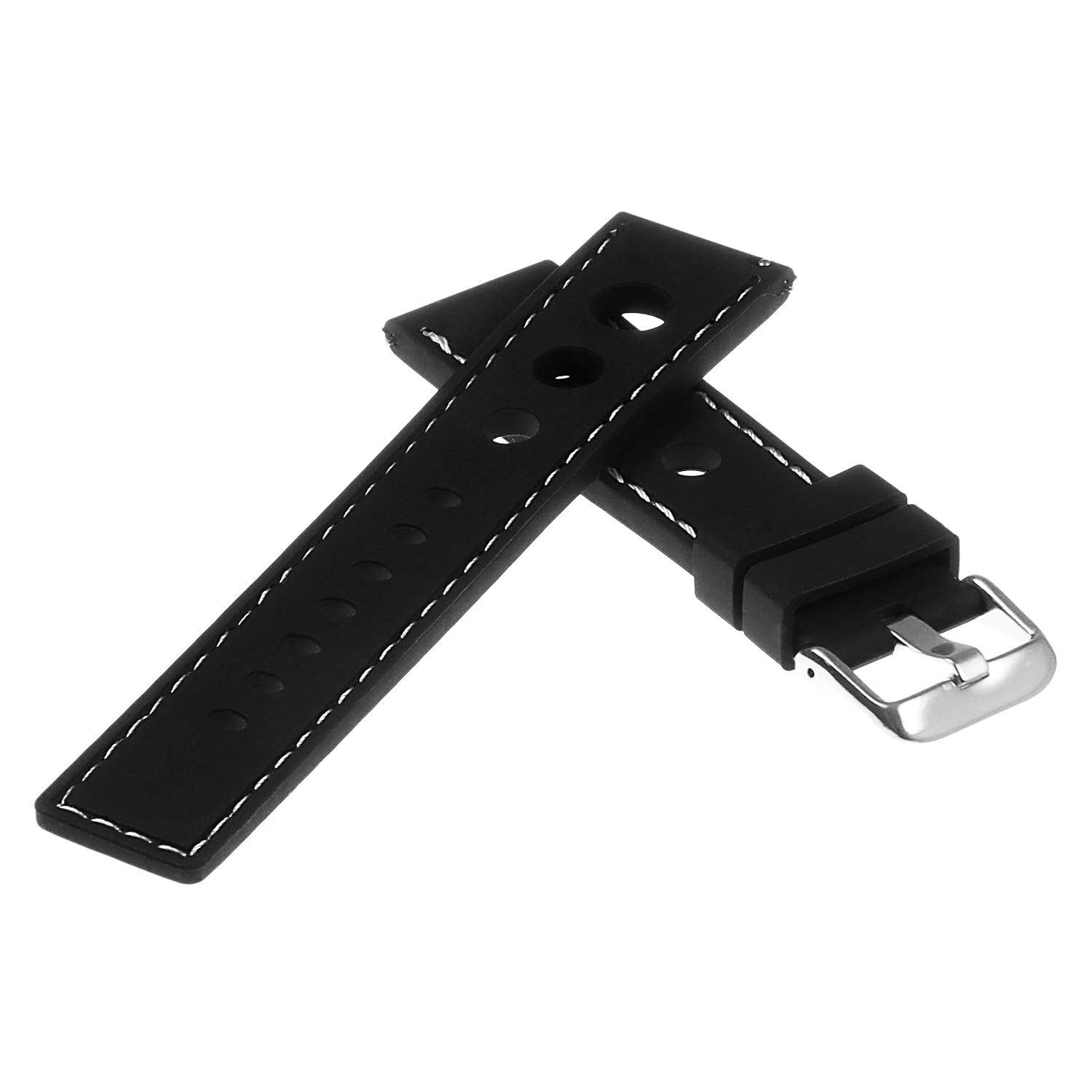 StrapsCo Silicone Rubber Rally Watch Band Strap for Gamin Vivomove HR Sport - Black & White