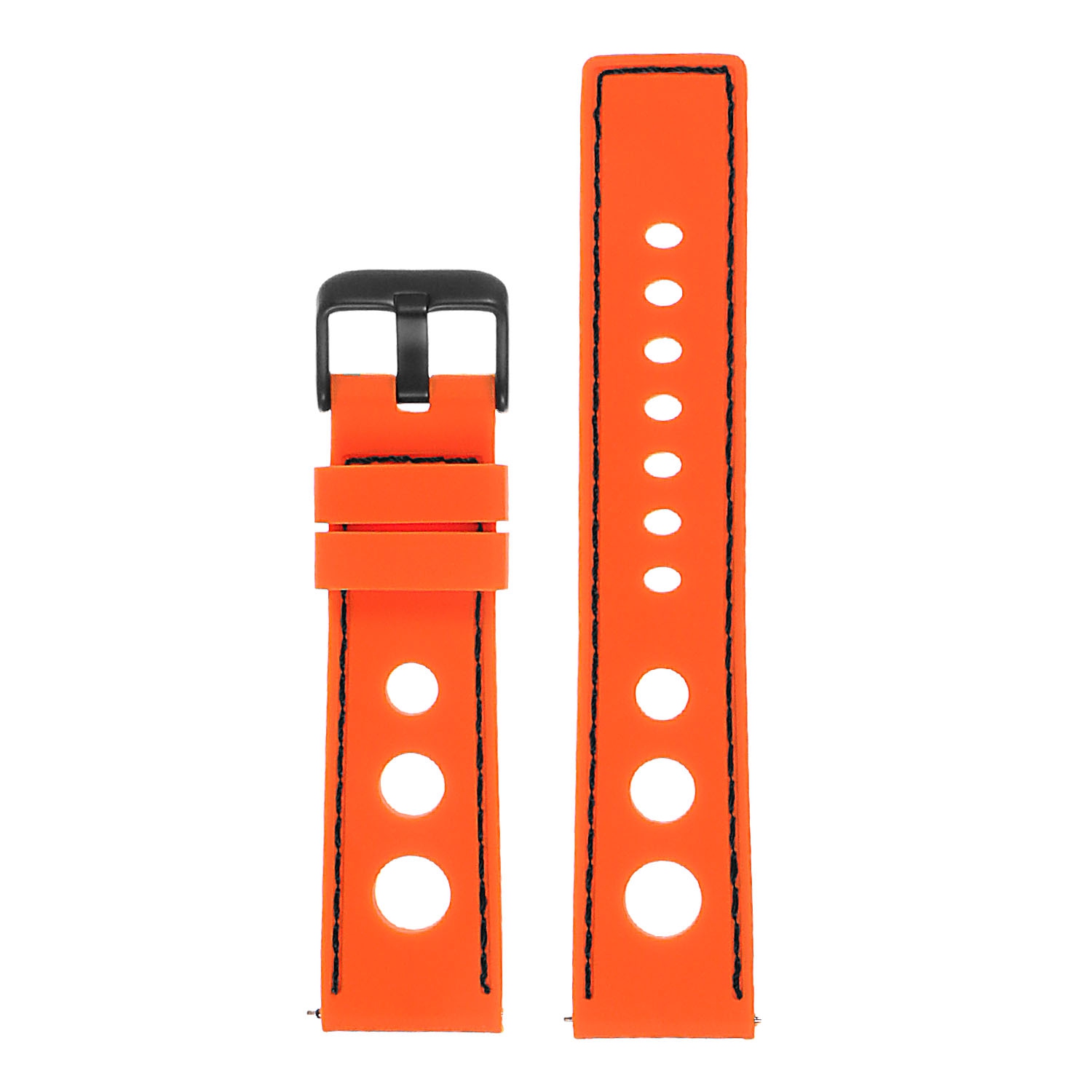 StrapsCo Silicone Rubber Rally 22mm Watch Band Strap for LG G Watch W100 - Orange & Black (Black Buckle)