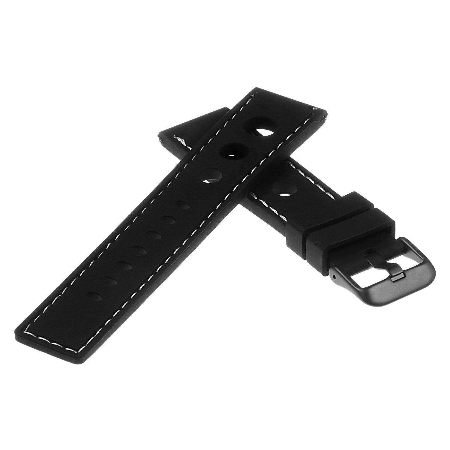 StrapsCo Silicone Rubber Rally Watch Band Strap for Michael Kors Access Runway - 18mm - Black & White
