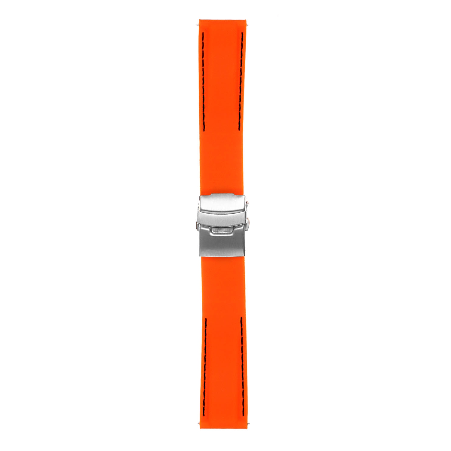 StrapsCo Silicone Rubber 22mm Watch Band with Deployant Clasp for LG G Watch W100 - Orange & Black