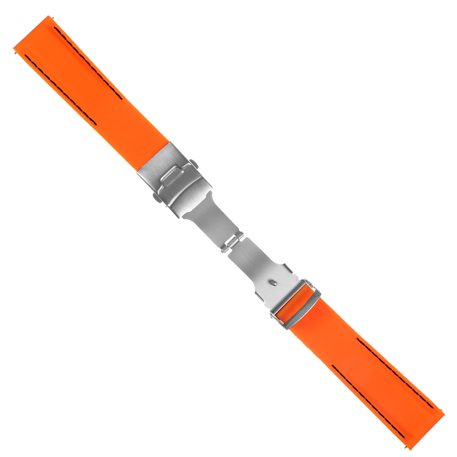 StrapsCo Silicone Rubber 22mm Watch Band with Deployant Clasp for LG G Watch W100 - Orange & Black