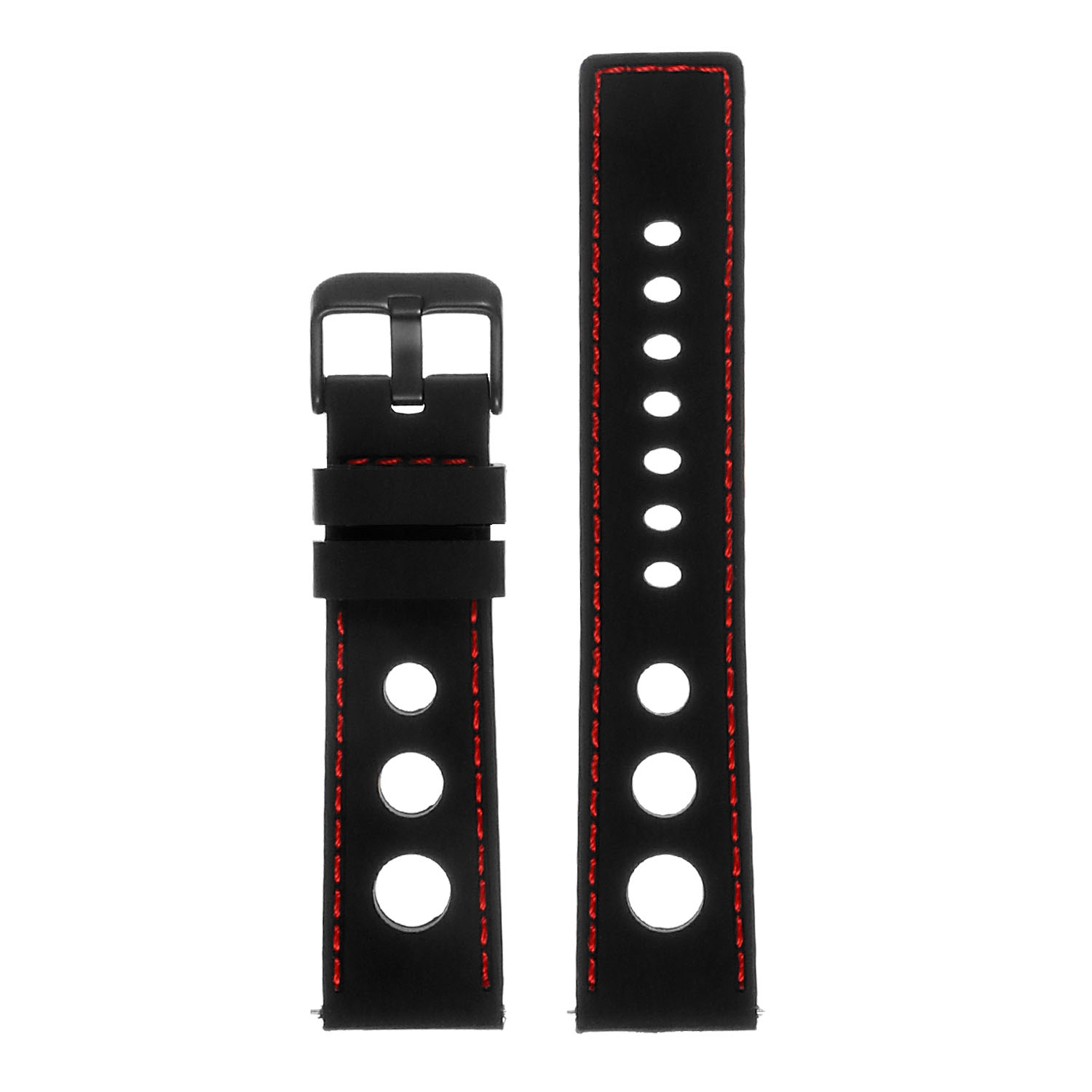 StrapsCo Silicone Rubber Rally Watch Band Strap for Michael Kors Access Runway - 18mm - Black & Red